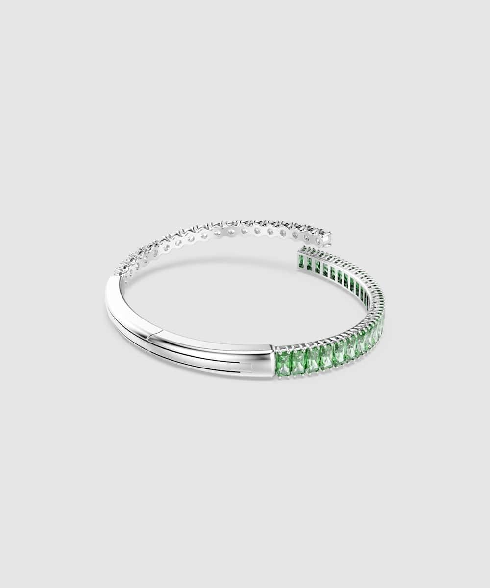 Brazalete matrix bañado en rodio con circonitas - Swarovski - Verde Verde-5