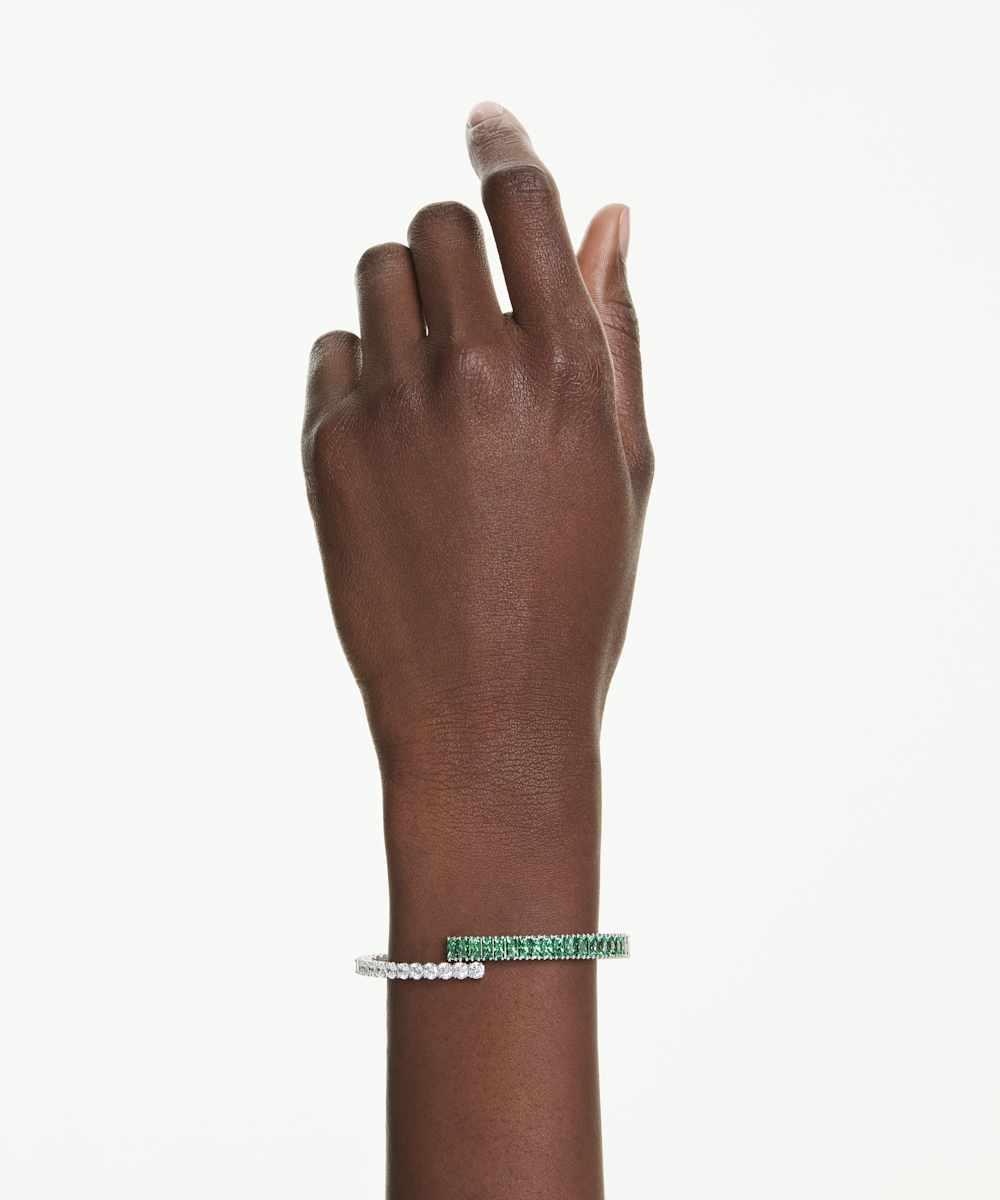 Brazalete matrix bañado en rodio con circonitas - Swarovski - Verde Verde-6