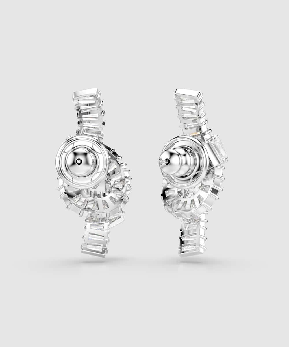 Pendientes matrix bañados en rodio con lazo de circonitas - Swarovski - Blanco Blanco-5