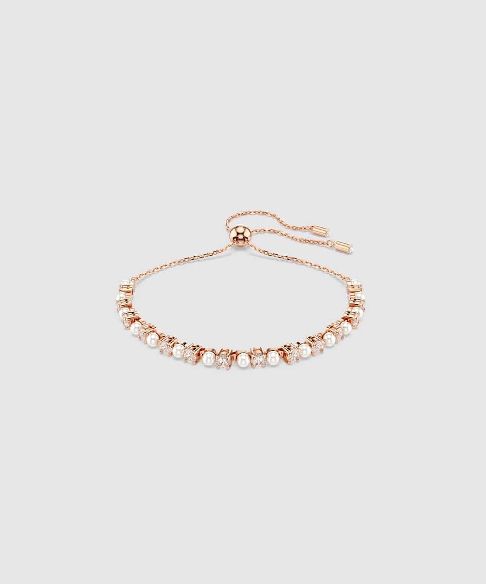 Imagen 0 de Pulsera tennis matrix bañada en tono oro rosa con cristales Blanco