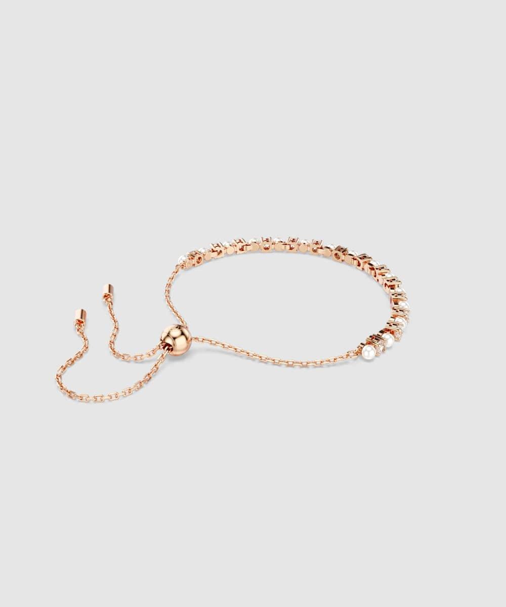 Pulsera tennis matrix bañada en tono oro rosa con cristales - Swarovski - Blanco Blanco-4