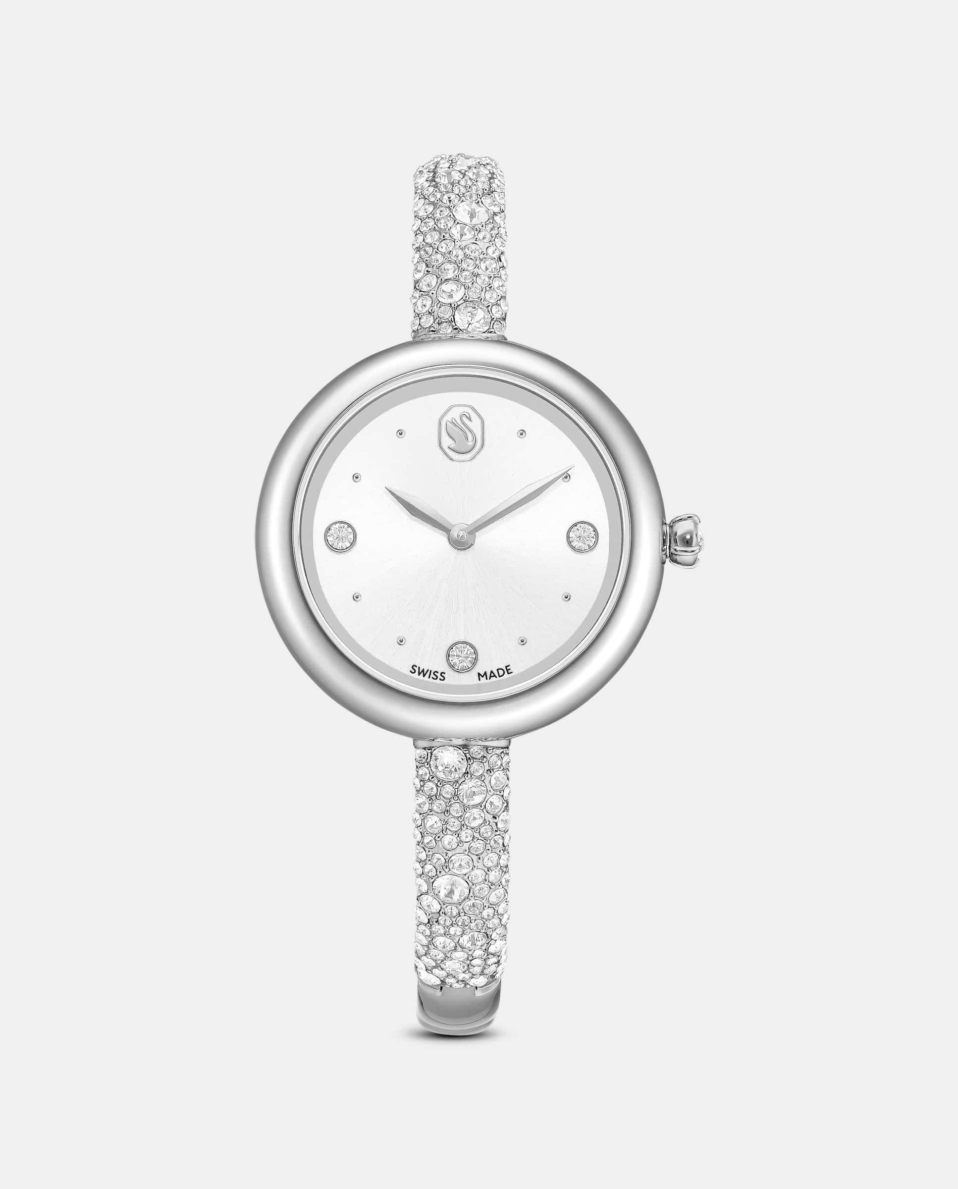 Imagen 0 de Reloj de mujer sublima estilo brazalete con cristales Plateado
