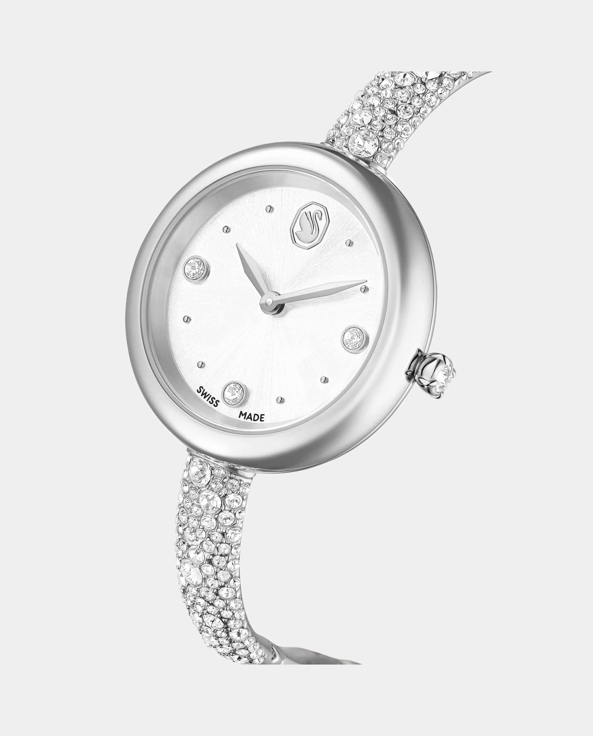 Reloj de mujer sublima estilo brazalete con cristales - Swarovski - Plateado Plateado-5
