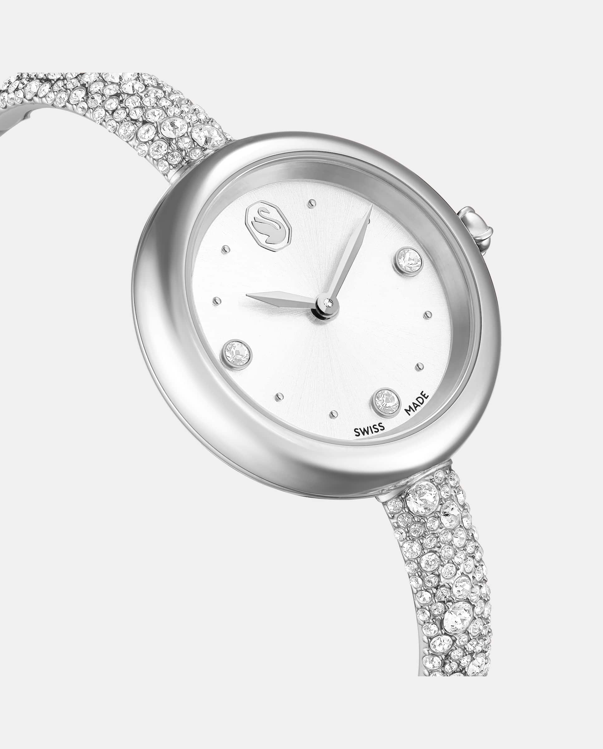 Reloj de mujer sublima estilo brazalete con cristales - Swarovski - Plateado Plateado-7