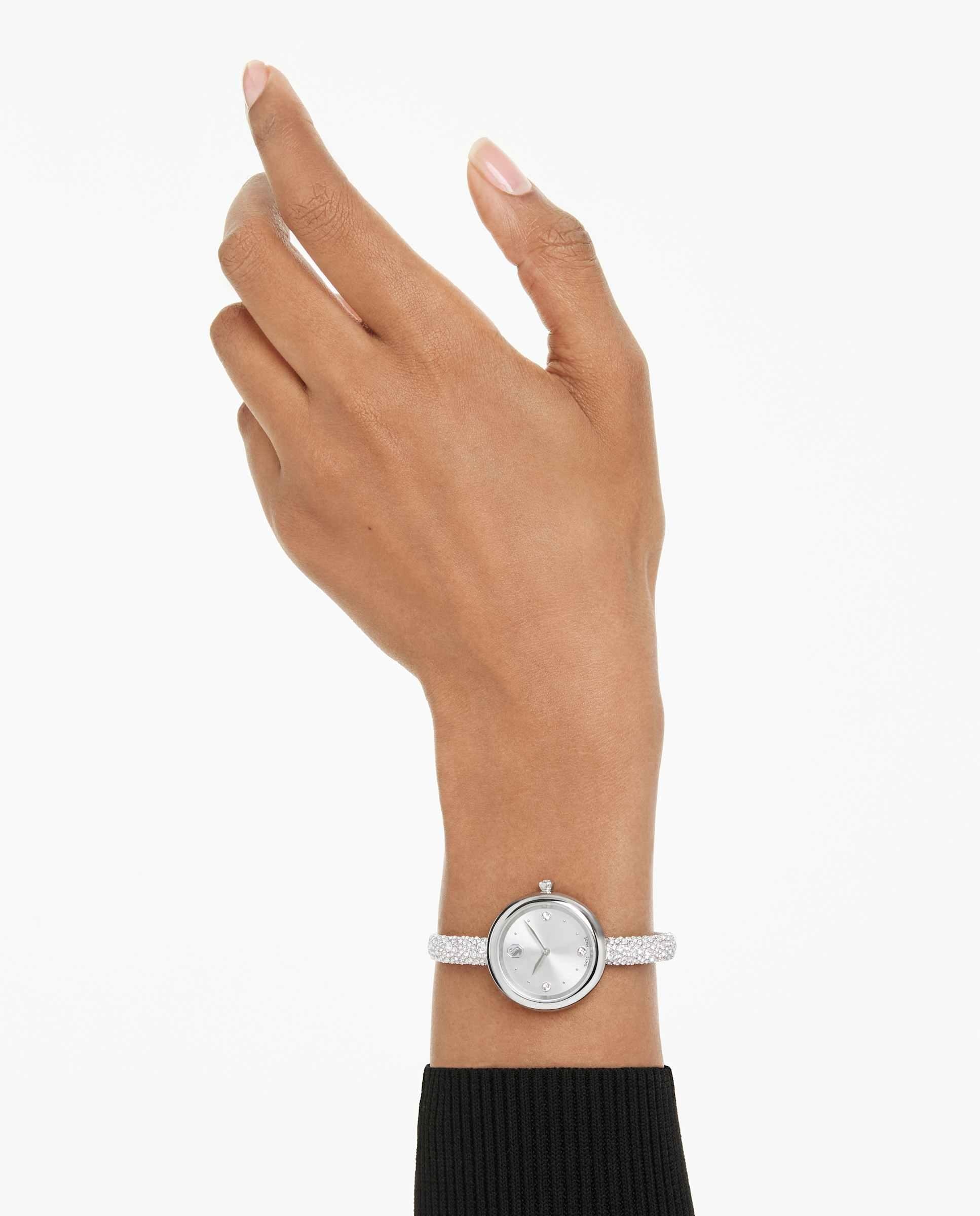 Reloj de mujer sublima estilo brazalete con cristales - Swarovski - Plateado Plateado-8