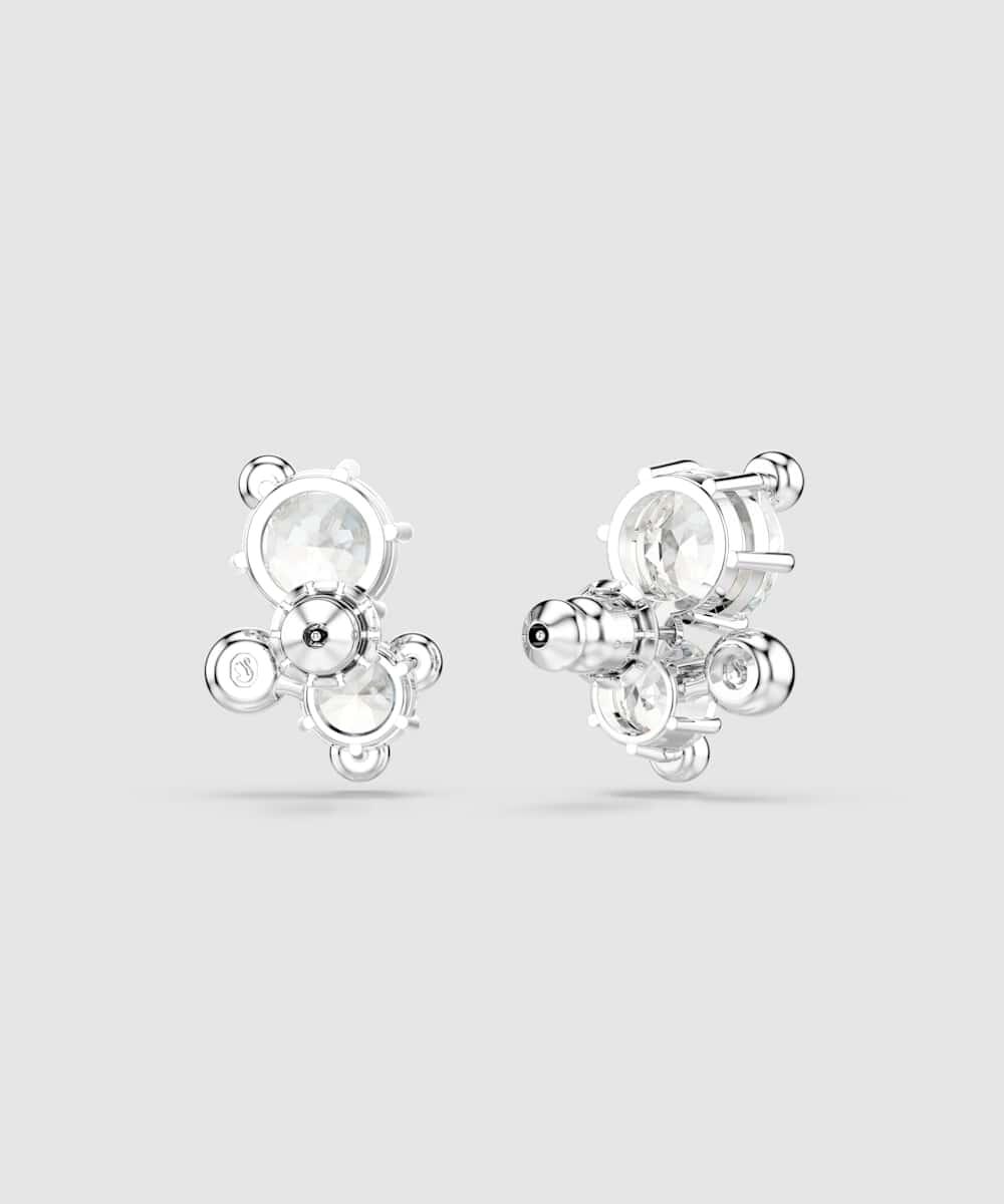 Pendientes constella bañados en rodio en forma aleatoria con cristales y circonita - Swarovski - Blanco Blanco-5