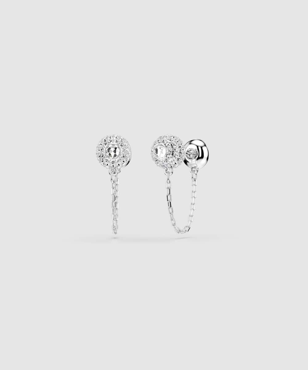 Pendientes largos una angelic bañados en rodio con cristales y cadena - Swarovski - Blanco Blanco-5