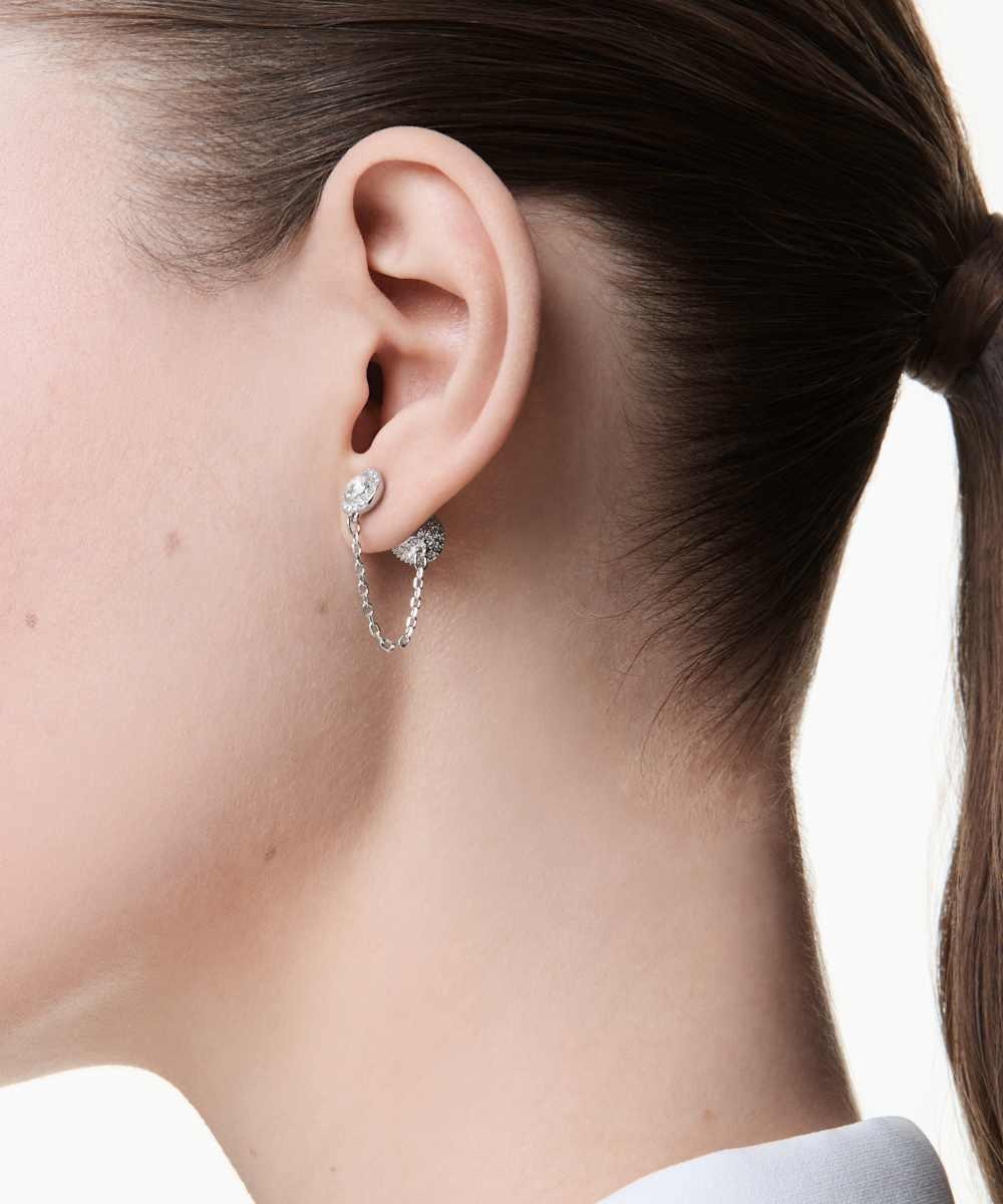 Pendientes largos una angelic bañados en rodio con cristales y cadena - Swarovski - Blanco Blanco-7