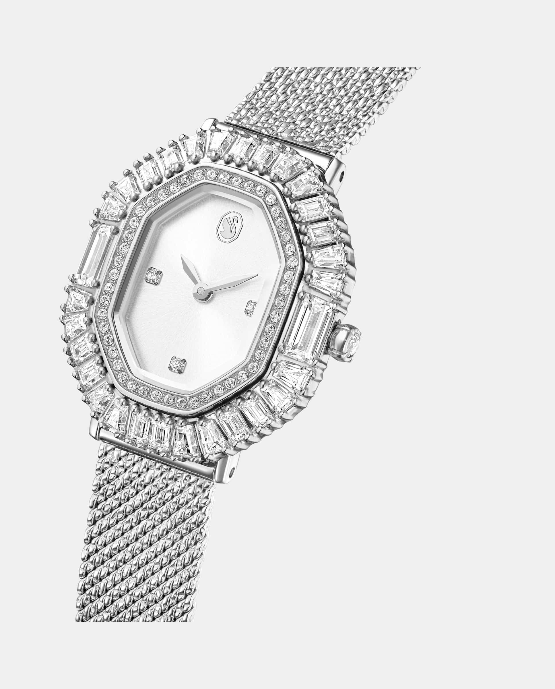 Reloj de mujer tipo brazalete con circonitas - Swarovski - Plateado Plateado-4