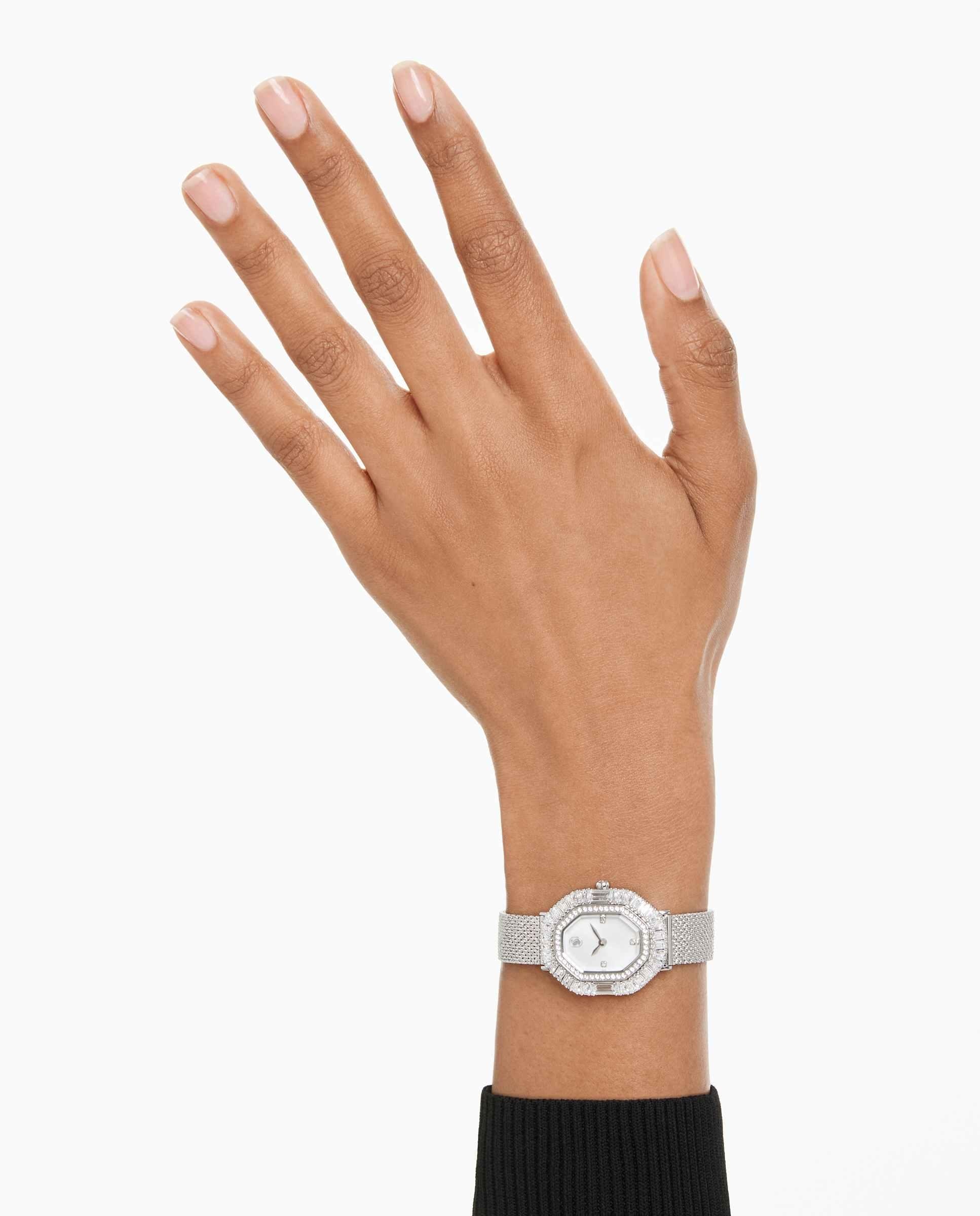 Reloj de mujer tipo brazalete con circonitas - Swarovski - Plateado Plateado-7