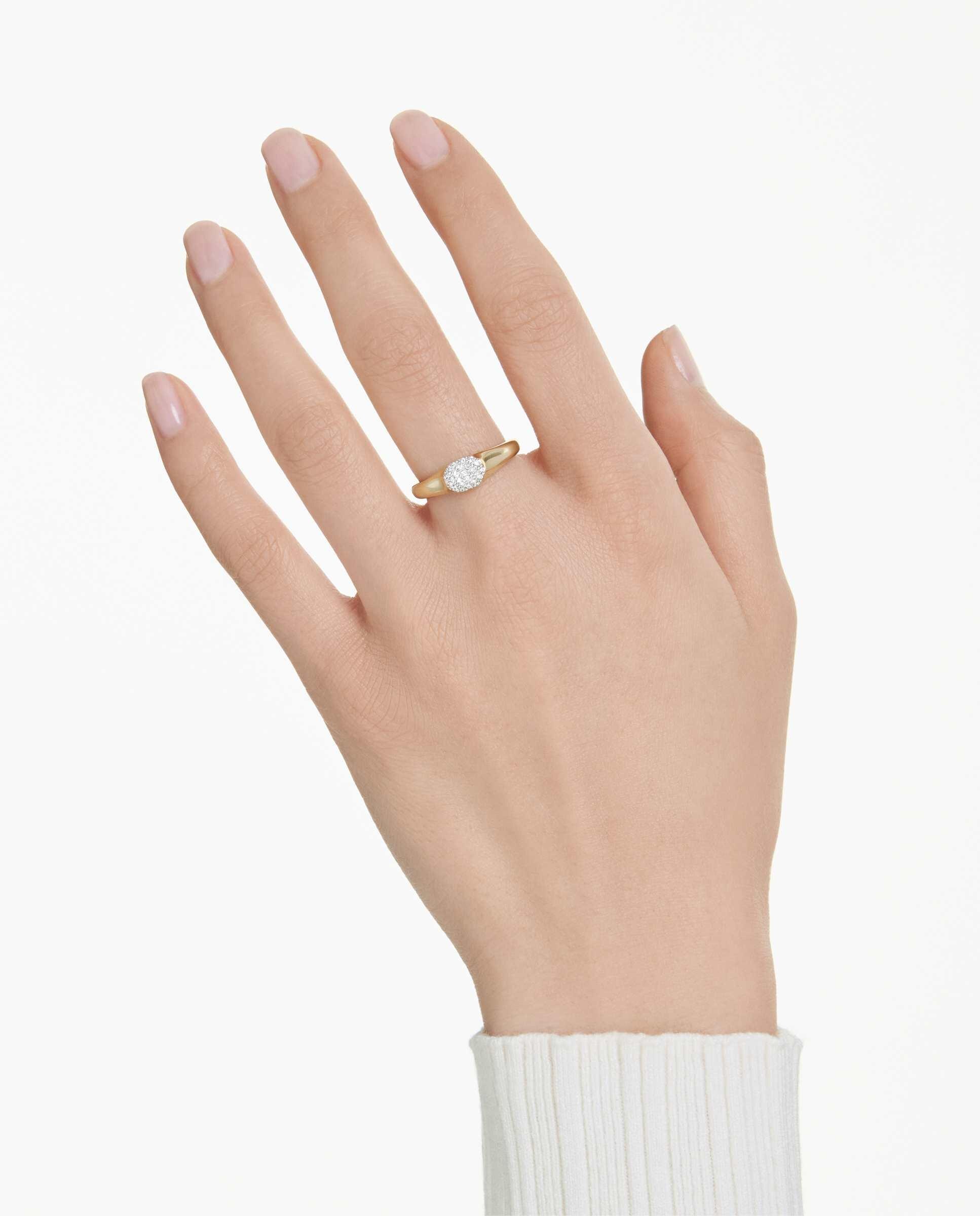 Anillo dextera con cristales y baño tono oro - Swarovski - Blanco Blanco-5