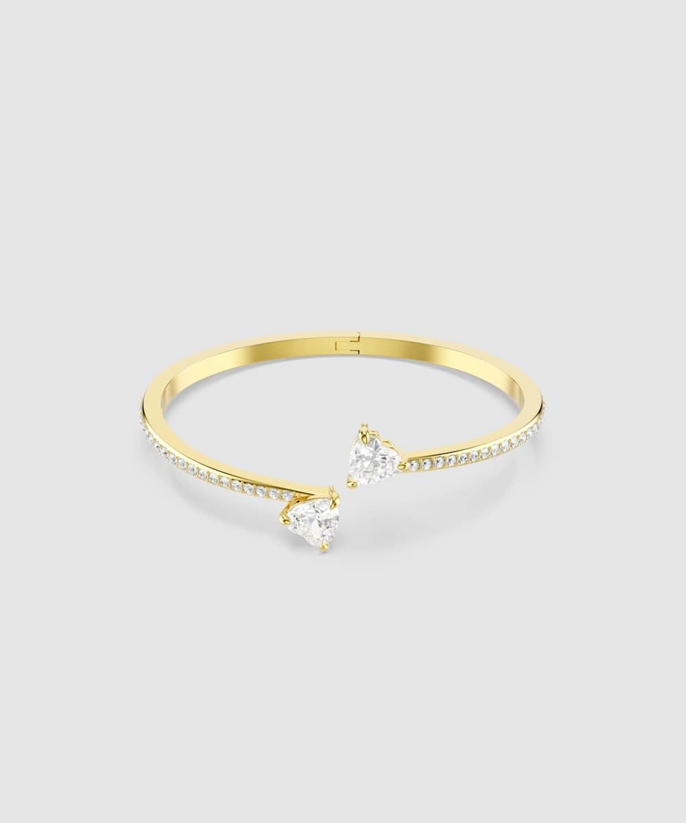 Brazalete mesmera bañada en oro  con corazones de circonitas Blanco Swarovski Blanco-1