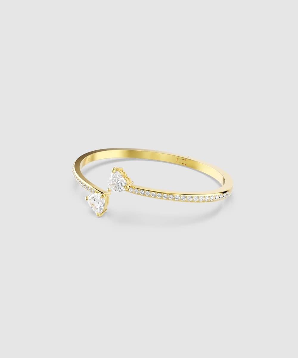 Brazalete mesmera bañada en oro  con corazones de circonitas Blanco Swarovski Blanco-2