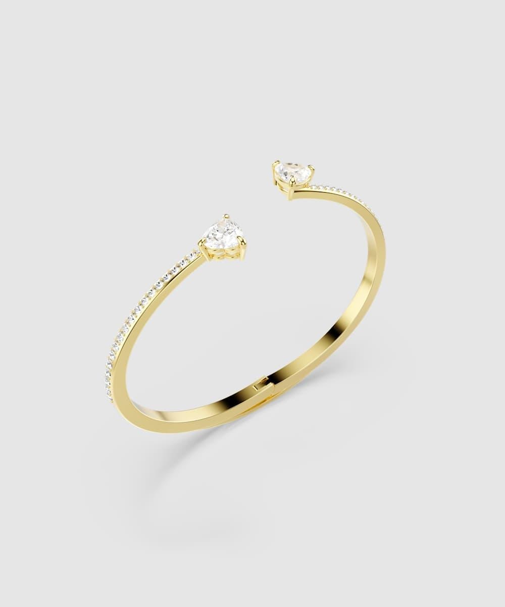 Brazalete mesmera bañada en oro  con corazones de circonitas Blanco Swarovski Blanco-3