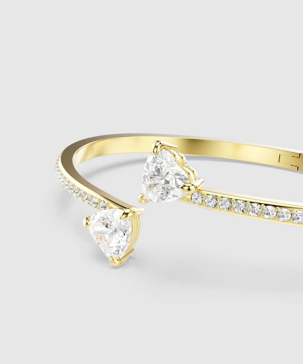 Brazalete mesmera bañada en oro  con corazones de circonitas Blanco Swarovski Blanco-4