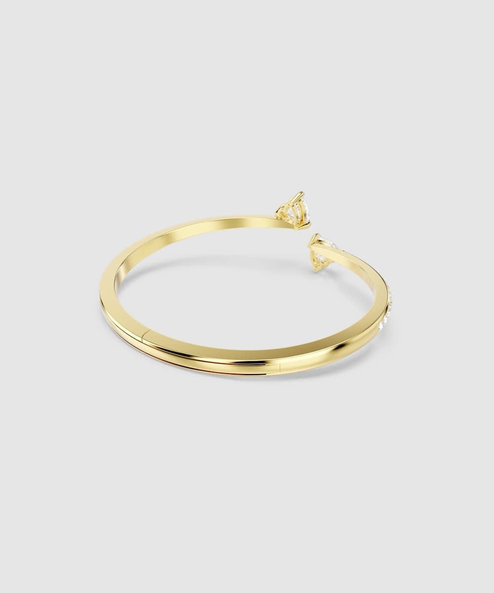 Brazalete mesmera bañada en oro  con corazones de circonitas Blanco Swarovski Blanco-5