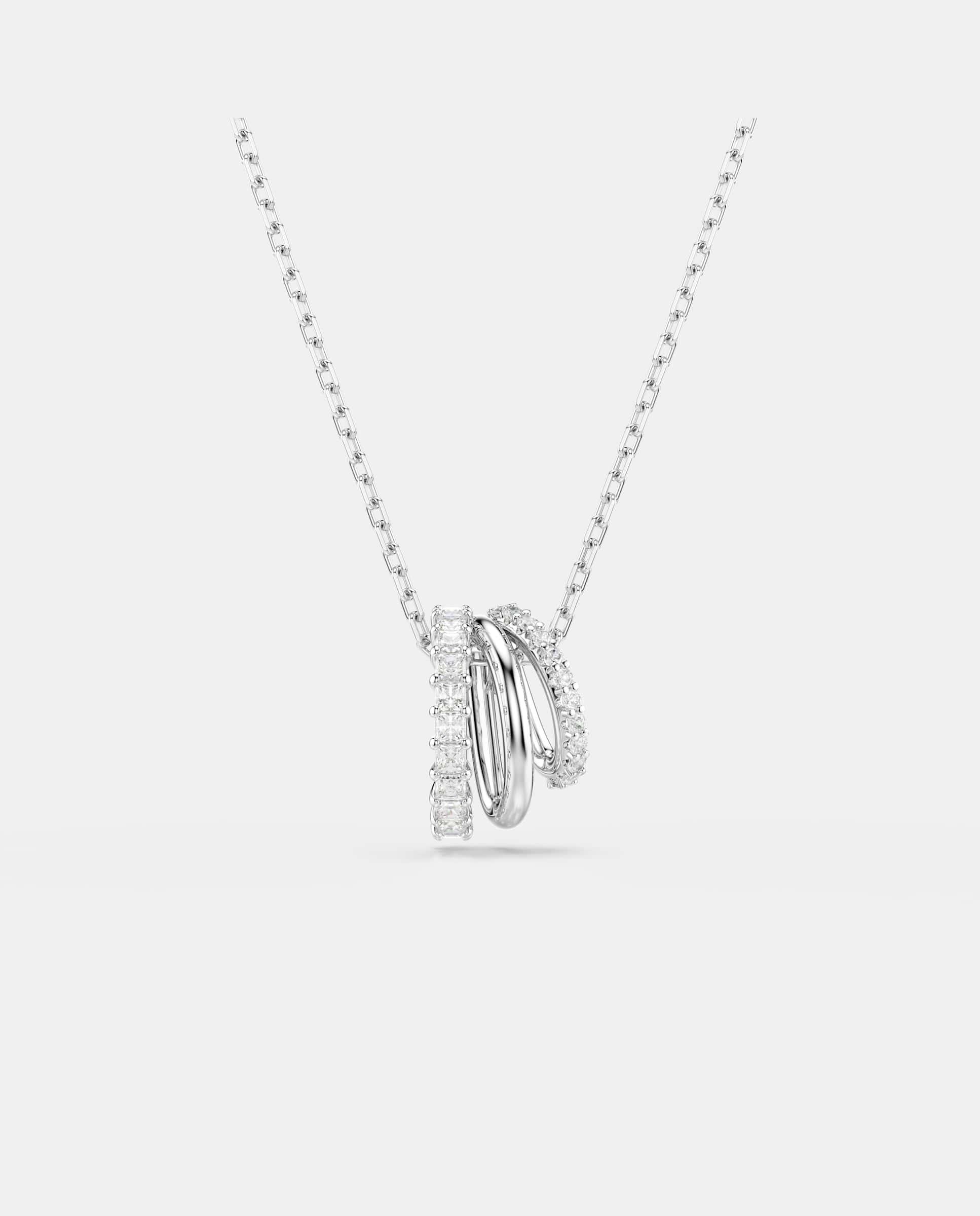 Colgante symbolica con aros de circonitas bañado en rodio - Swarovski - Blanco Blanco-1