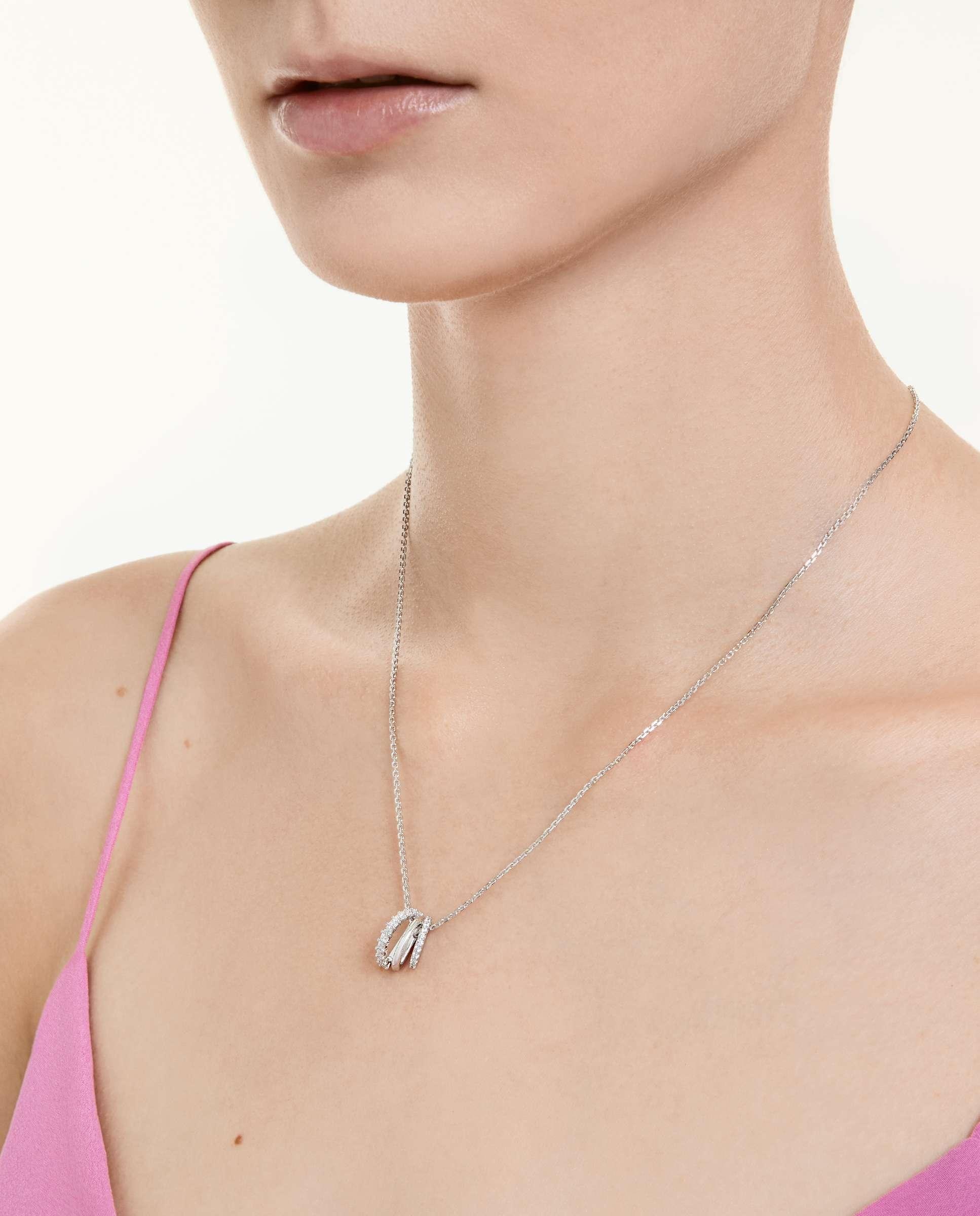 Colgante symbolica con aros de circonitas bañado en rodio - Swarovski - Blanco Blanco-5