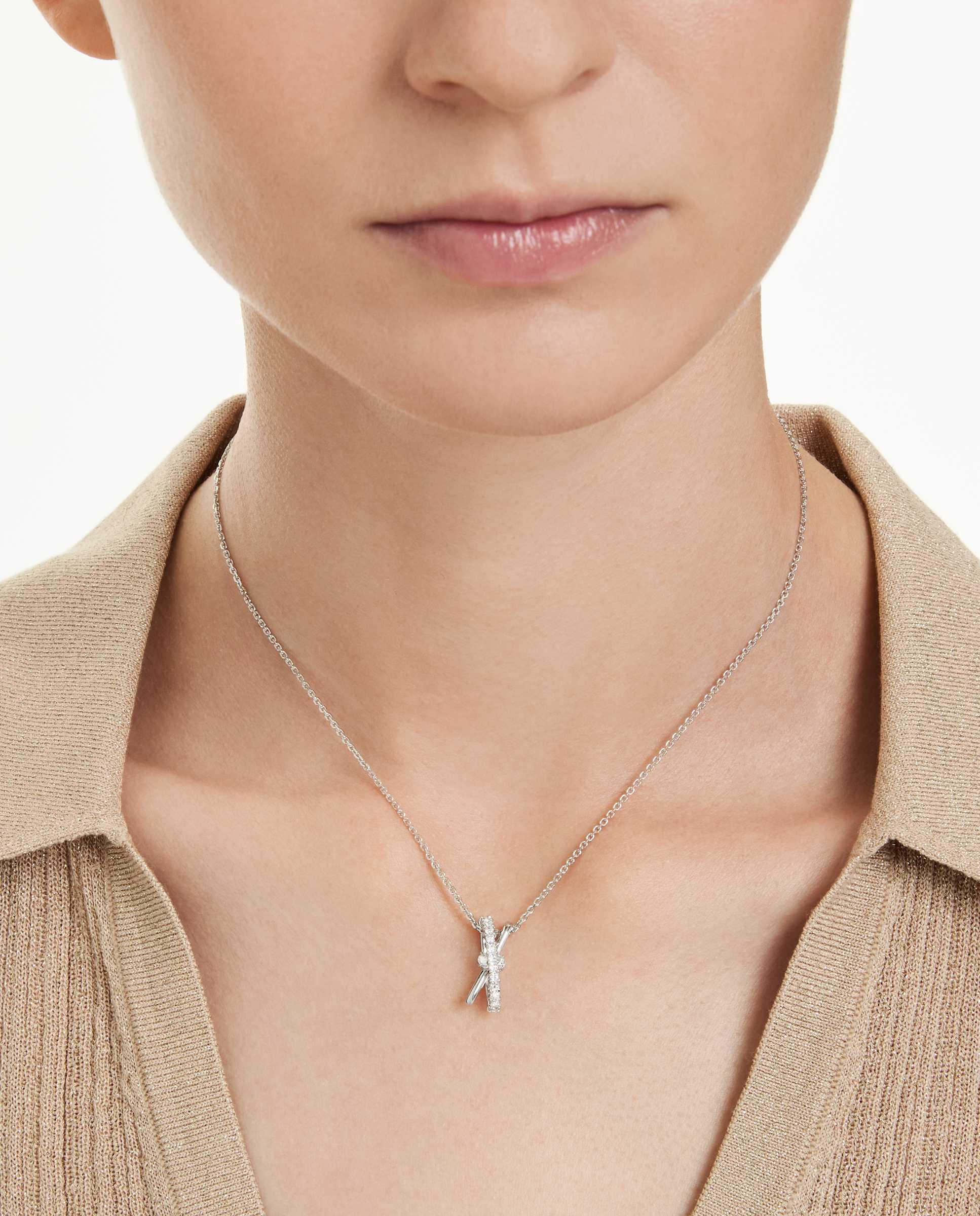 Colgante symbolica con aros de circonitas bañado en rodio - Swarovski - Blanco Blanco-7