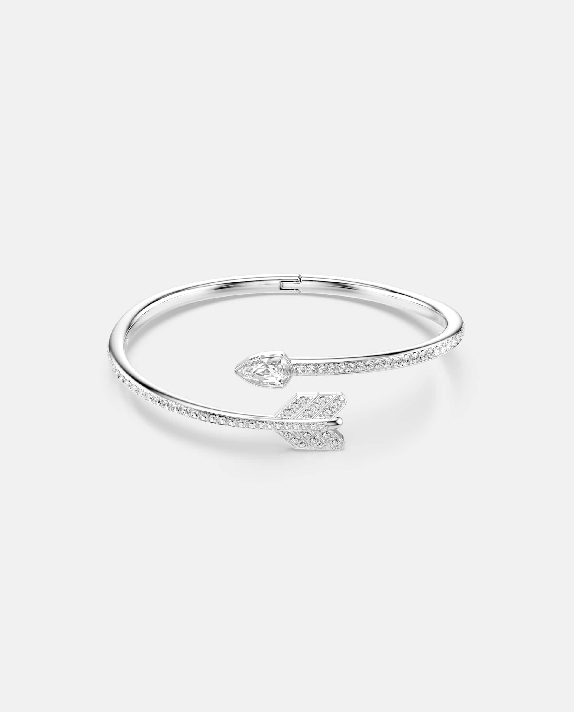 Imagen 0 de Brazalete idyllia bañado en rodio en forma de flecha con cristales Blanco