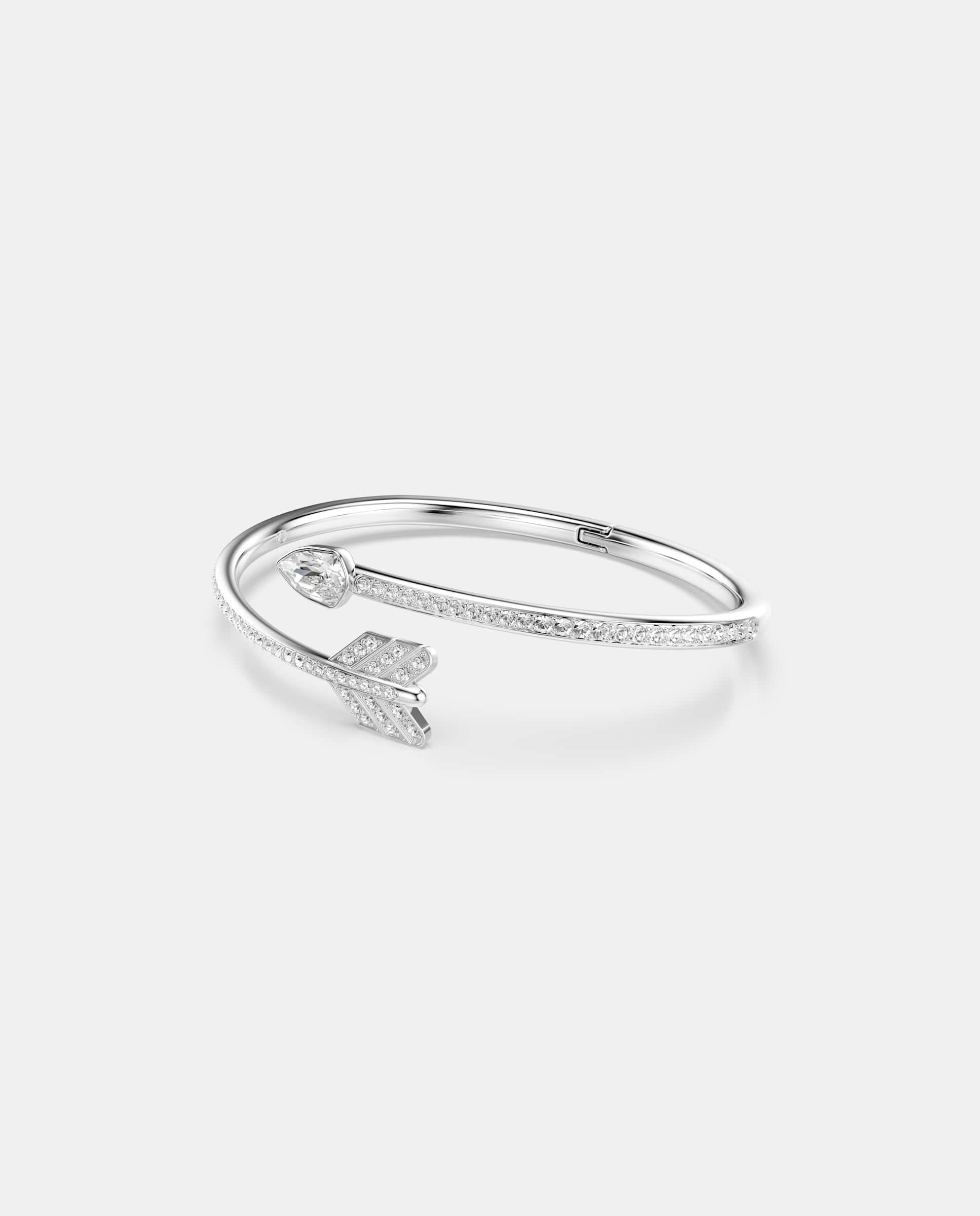 Brazalete idyllia bañado en rodio en forma de flecha con cristales - Swarovski - Blanco Blanco-2
