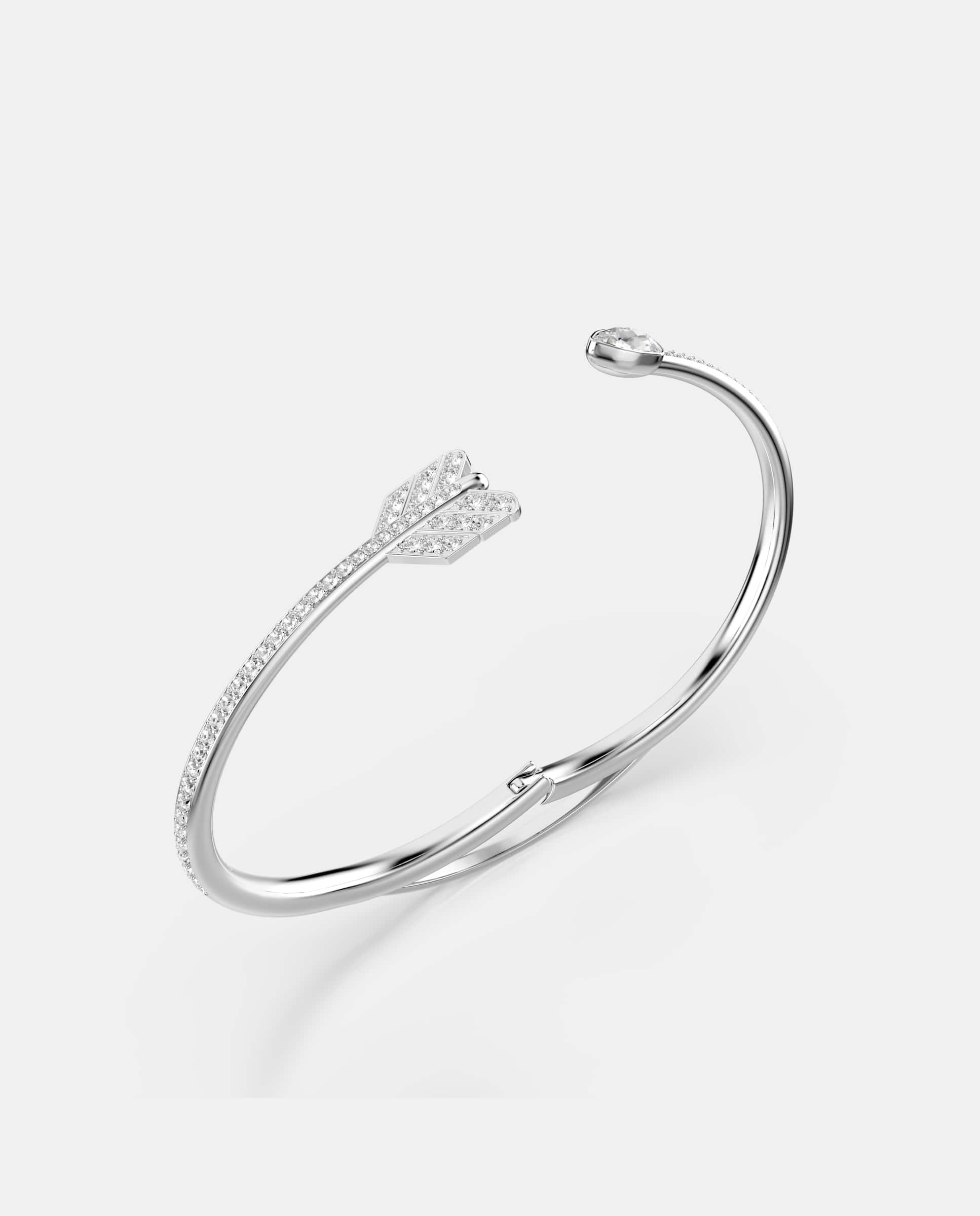 Brazalete idyllia bañado en rodio en forma de flecha con cristales - Swarovski - Blanco Blanco-3
