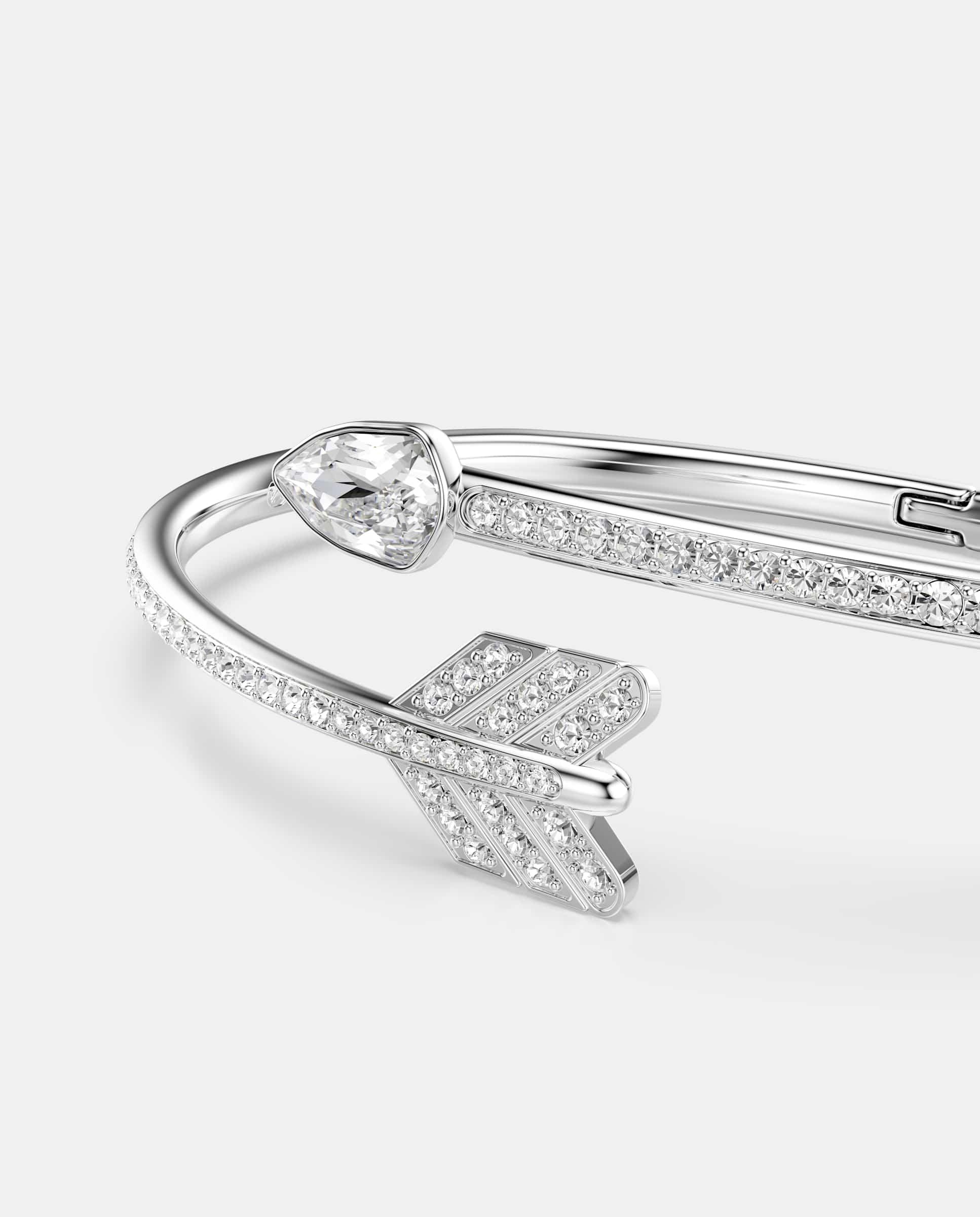 Brazalete idyllia bañado en rodio en forma de flecha con cristales - Swarovski - Blanco Blanco-4