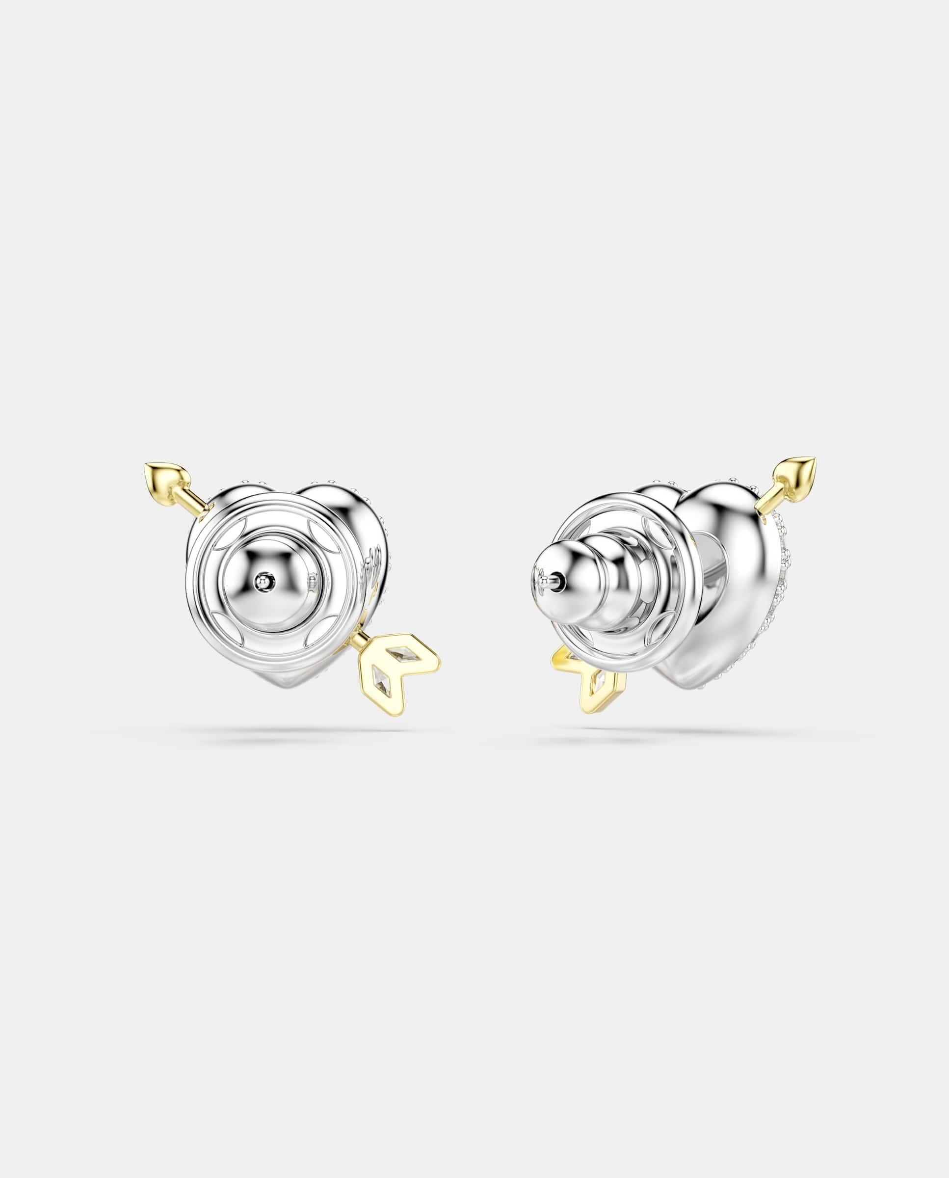 Pendientes idyllia de botón con flecha y corazón de circonitas - Swarovski - Blanco Blanco-4