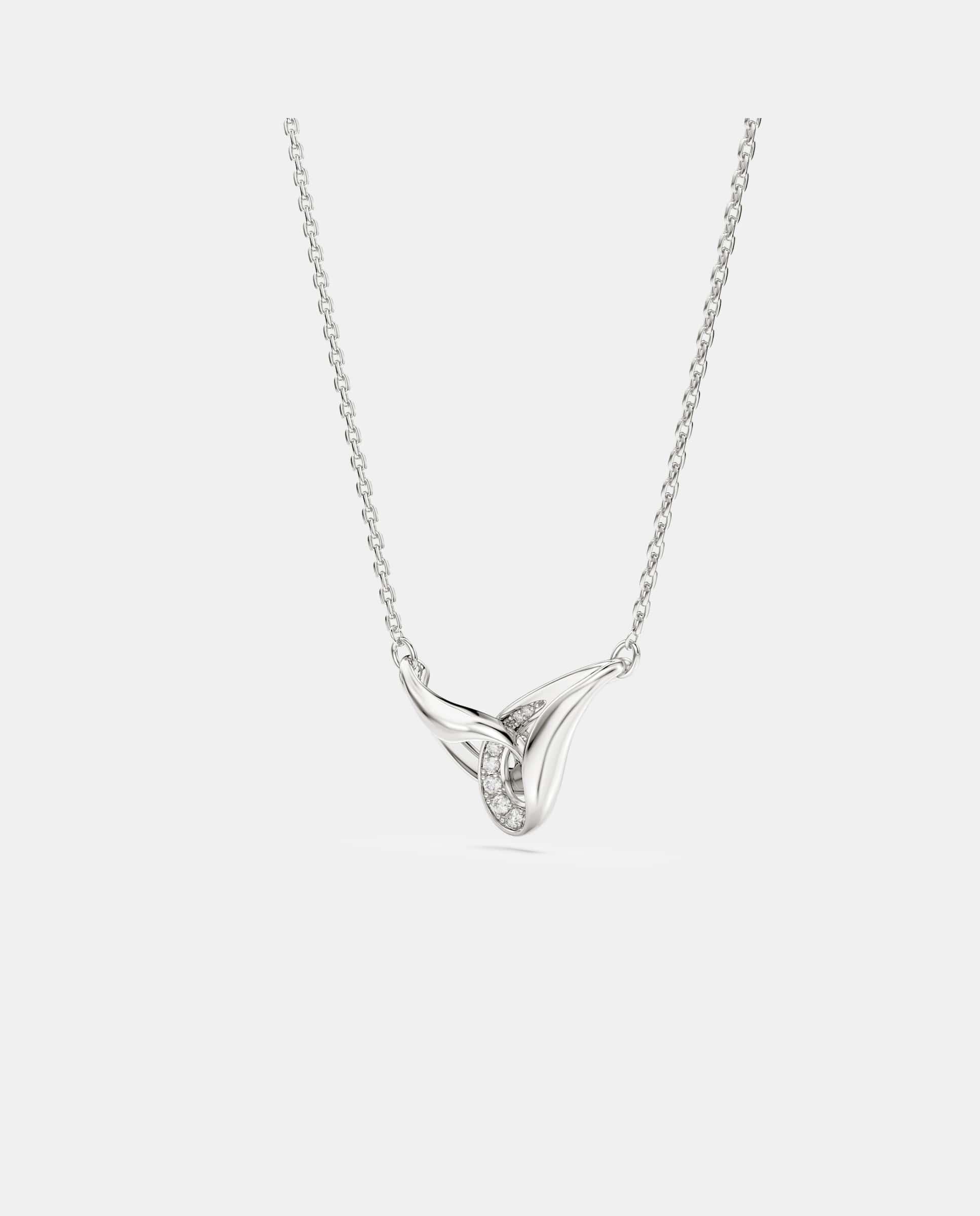 Colgante classica entrelazado de plata de ley - Swarovski - Blanco Blanco-3
