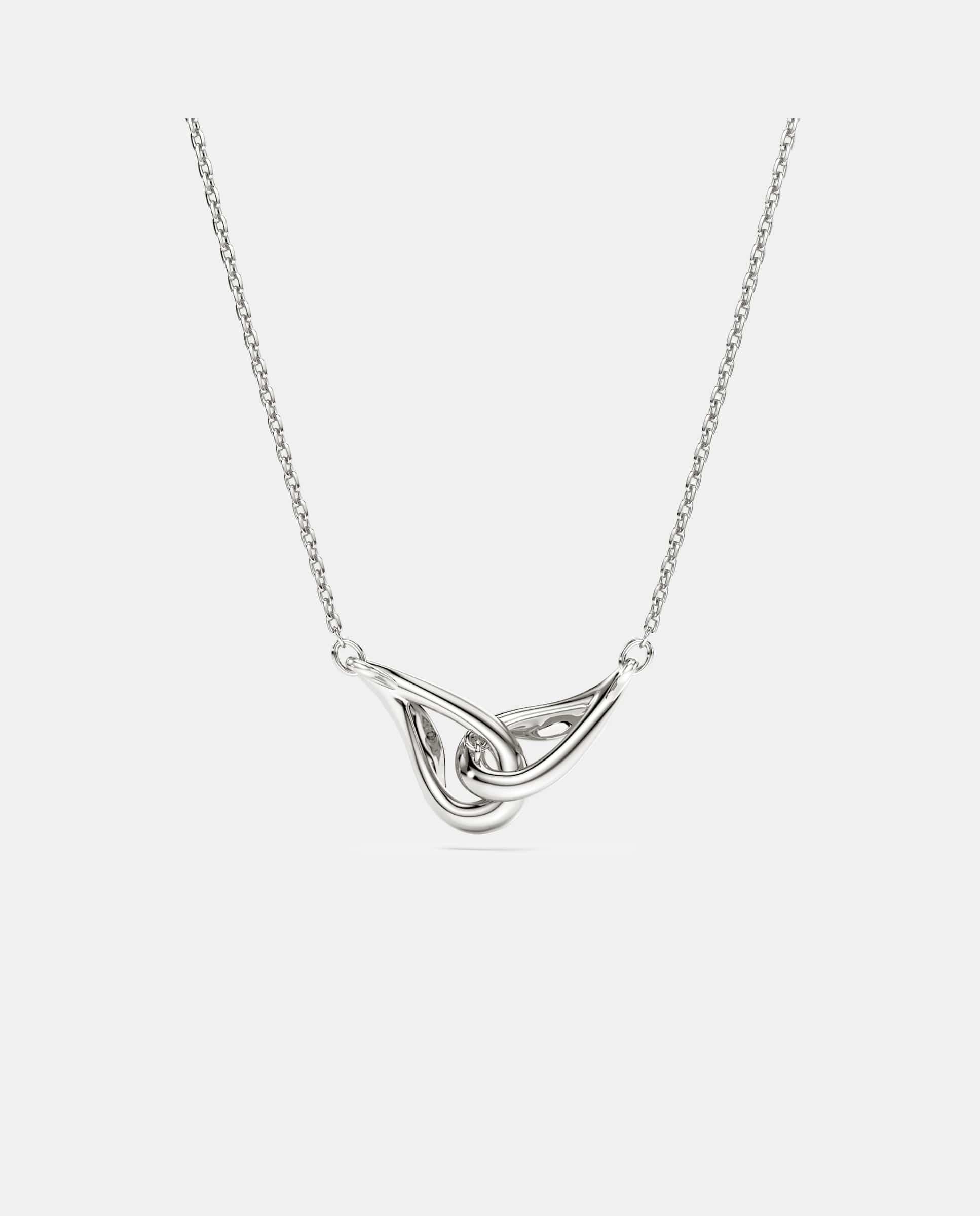 Colgante classica entrelazado de plata de ley - Swarovski - Blanco Blanco-5