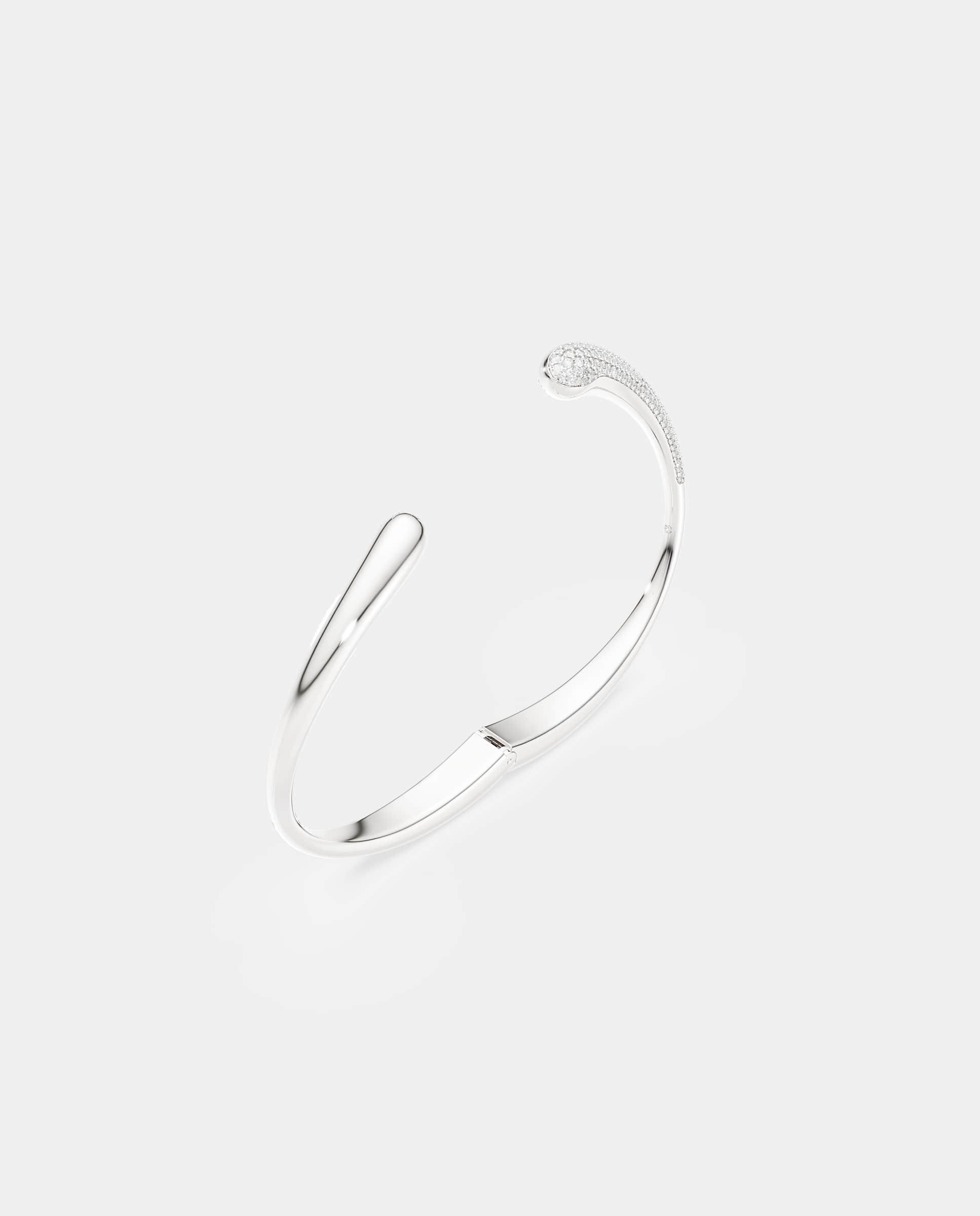 Imagen 3 de Brazalete classica entrelazado de plata de ley - Swarovski - Blanco Blanco