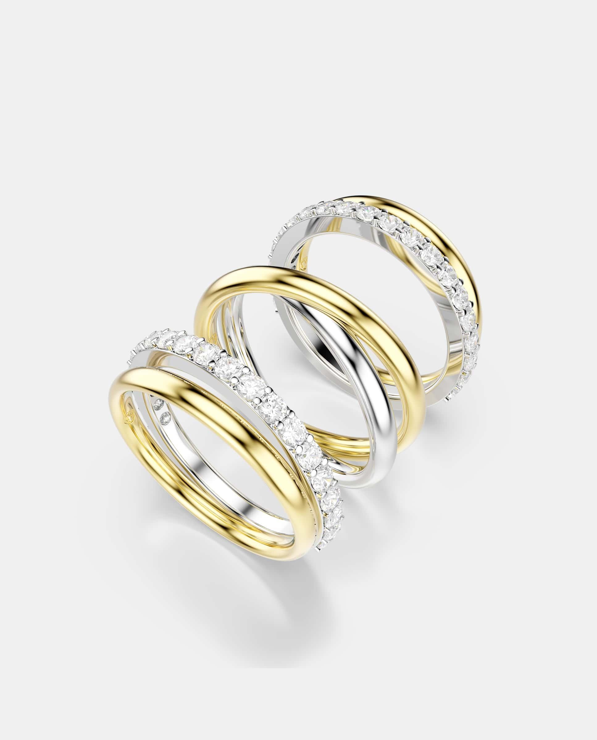 Anillo de cóctel hyperbola con combinación de acabados metálicos - Swarovski - Blanco Blanco-2
