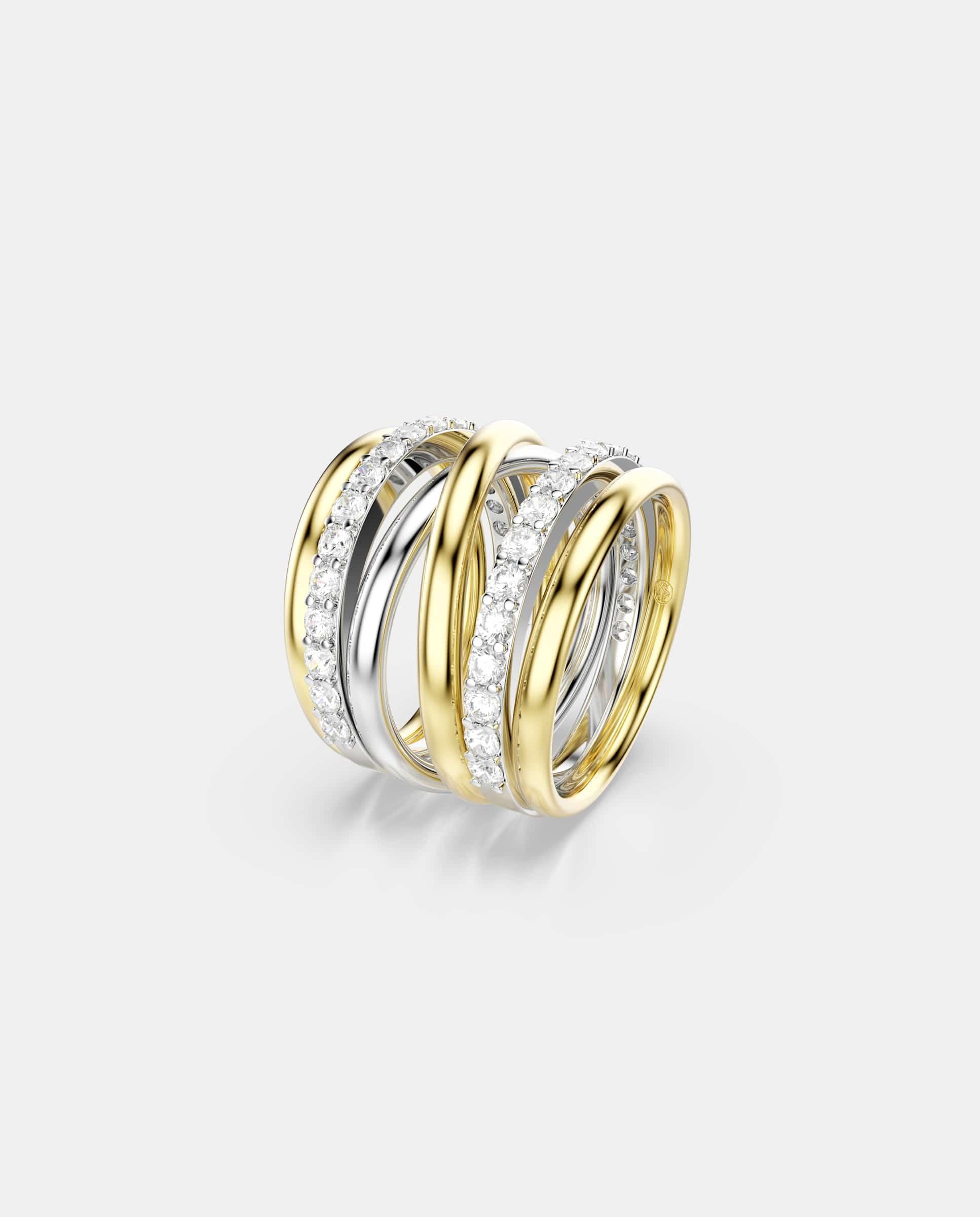 Anillo de cóctel hyperbola con combinación de acabados metálicos - Swarovski - Blanco Blanco-3