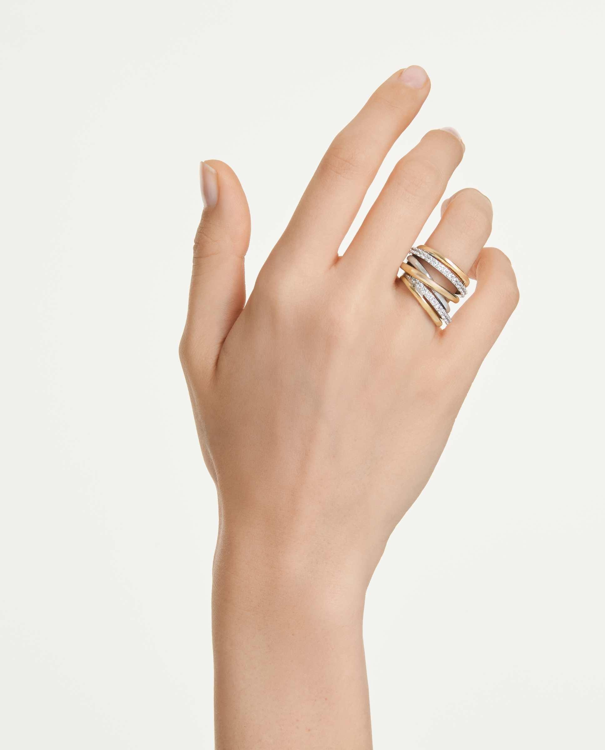 Anillo de cóctel hyperbola con combinación de acabados metálicos - Swarovski - Blanco Blanco-5