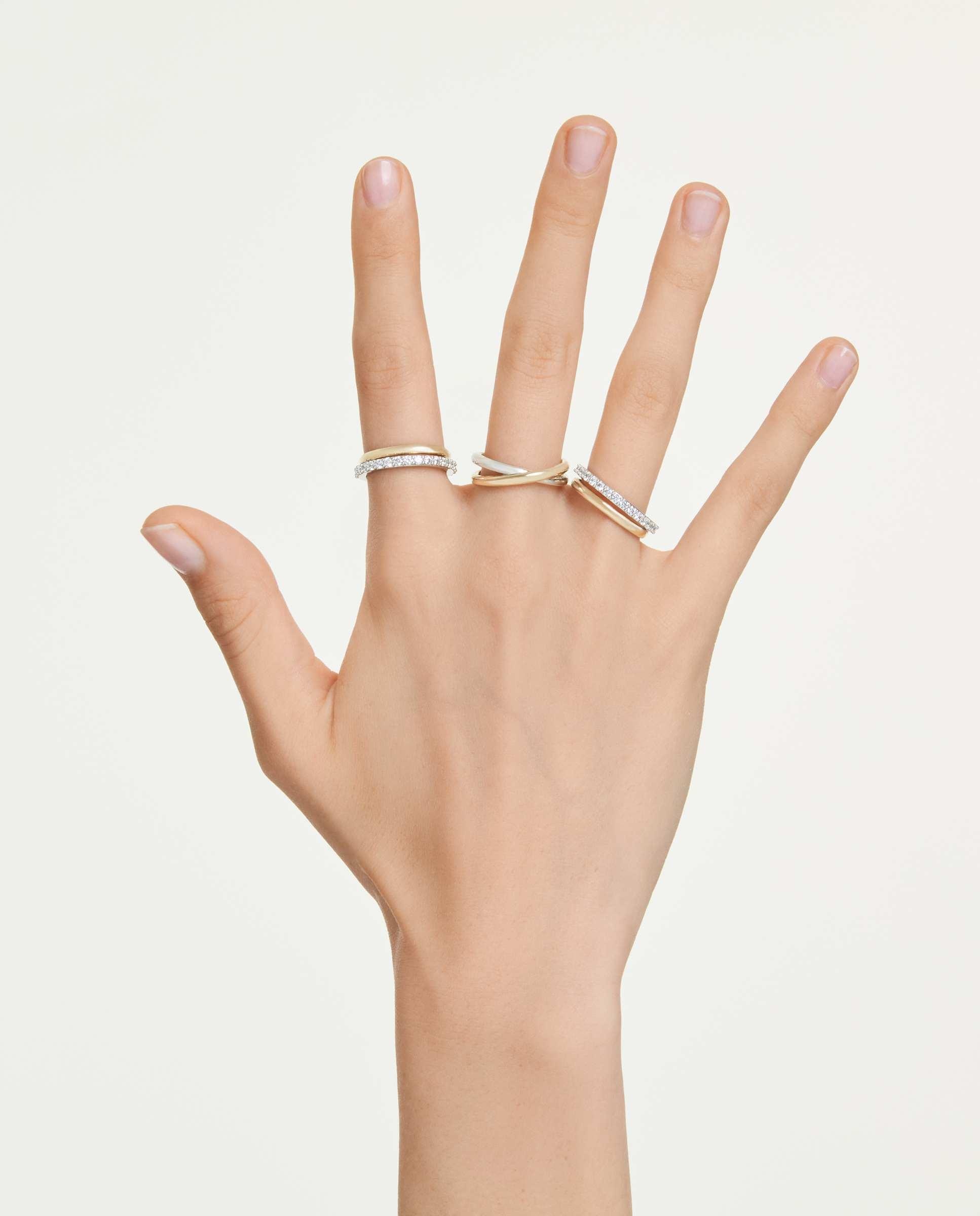 Anillo de cóctel hyperbola con combinación de acabados metálicos - Swarovski - Blanco Blanco-6
