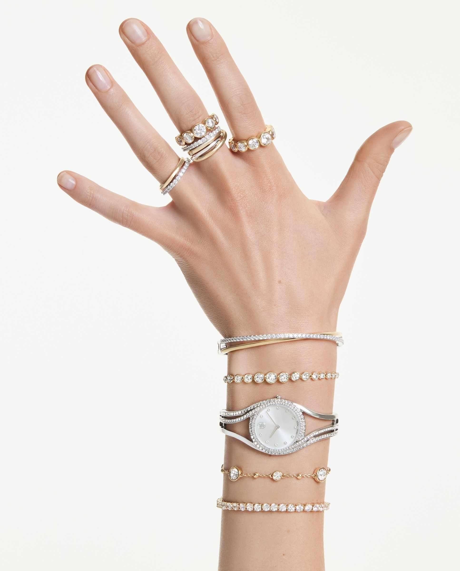 Anillo de cóctel hyperbola con combinación de acabados metálicos - Swarovski - Blanco Blanco-7
