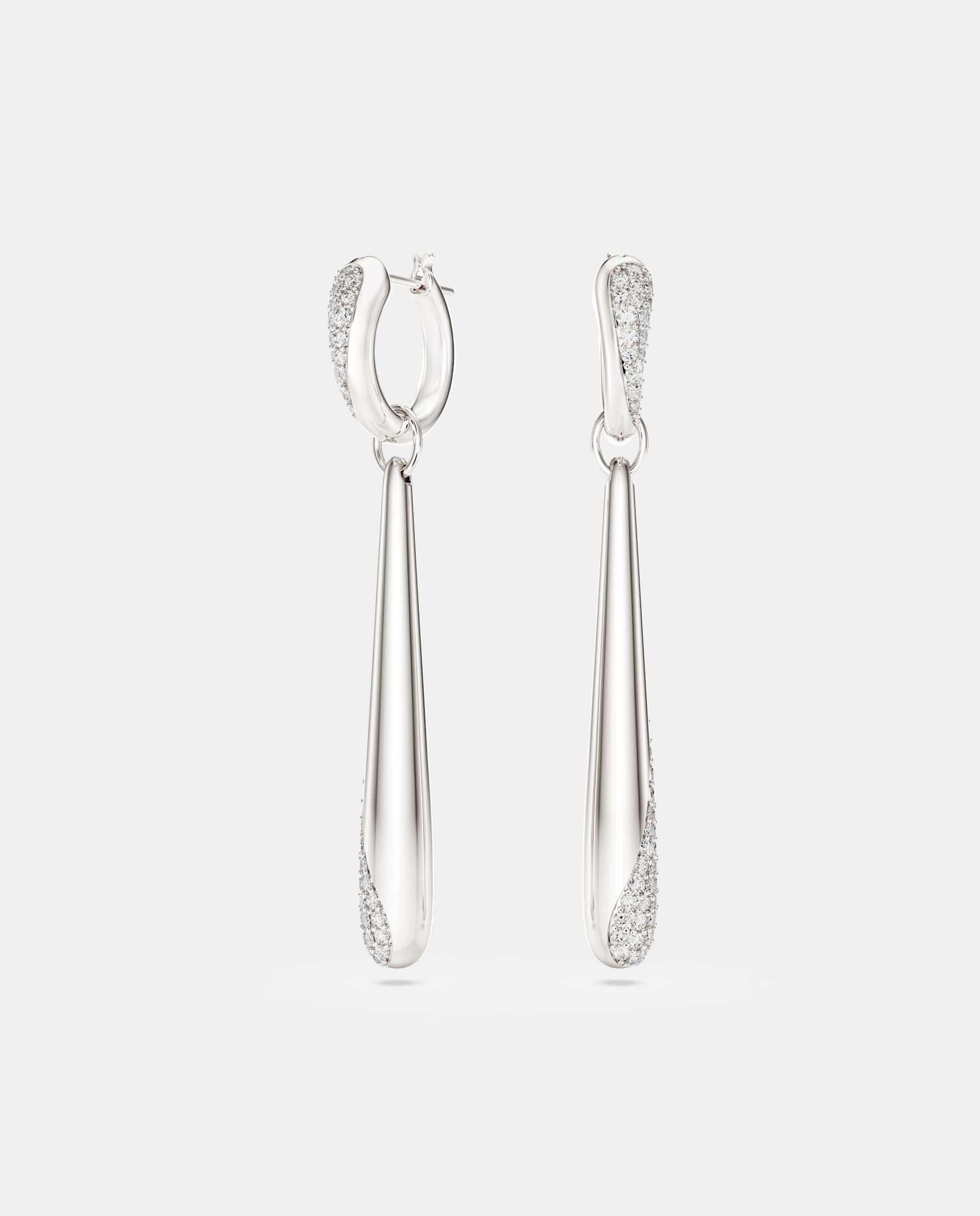 Imagen 0 de Pendientes de aro y gota classica en plata de ley Blanco