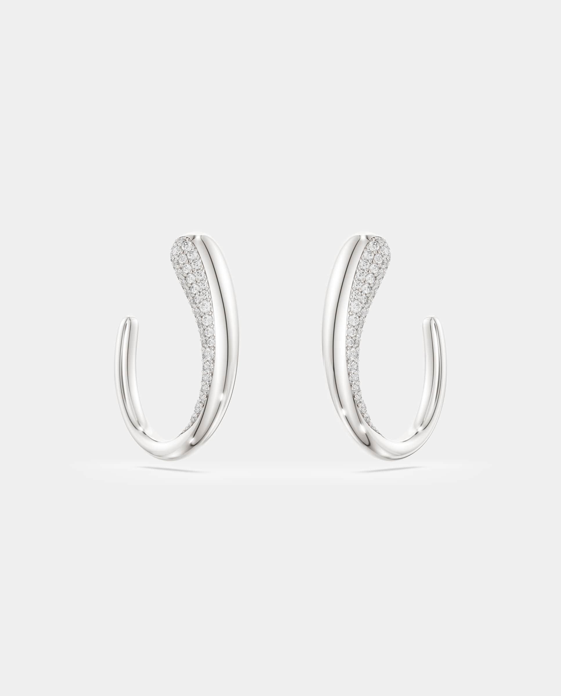 Pendientes de aro classica en plata de ley - Swarovski - Blanco Blanco-1