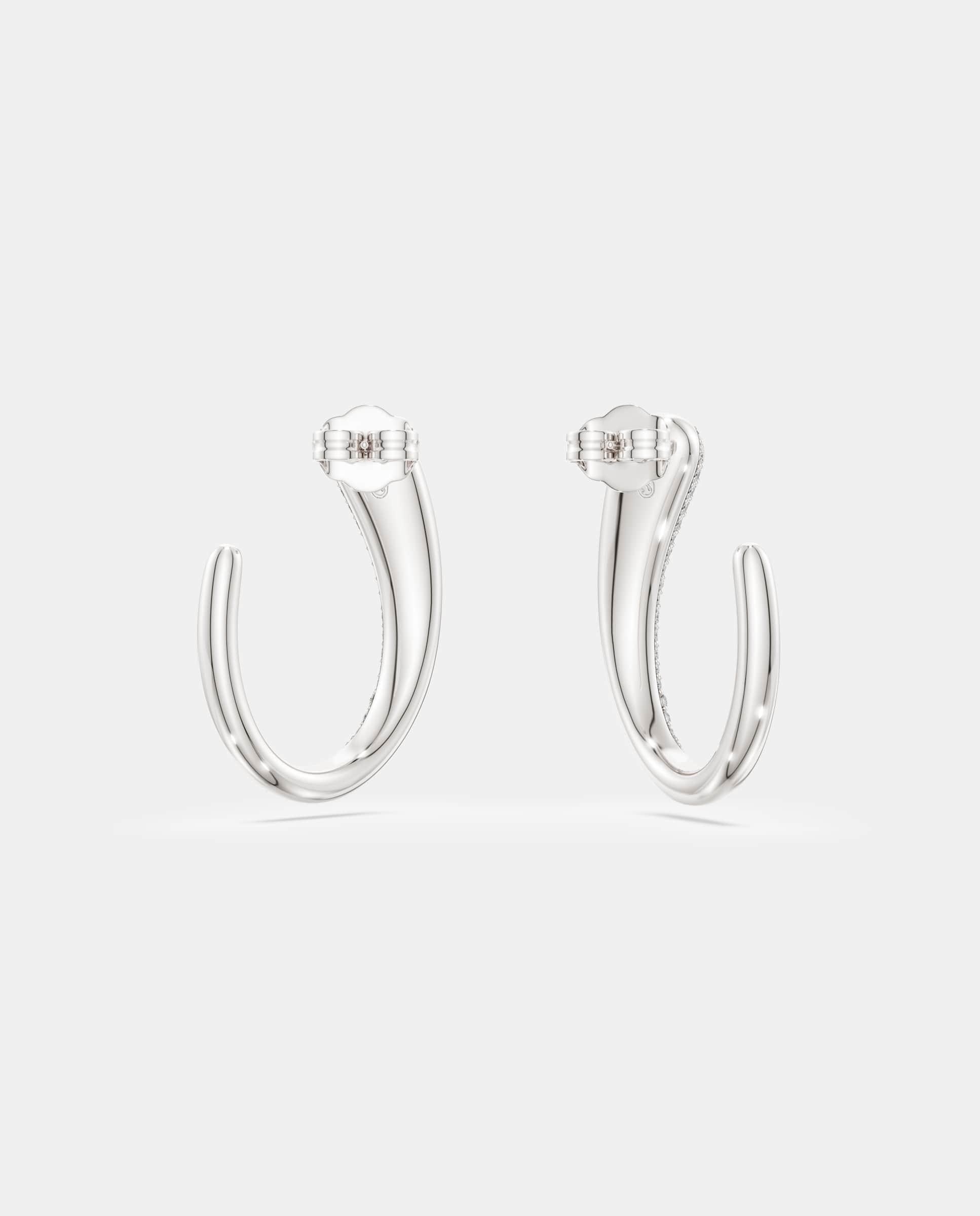 Pendientes de aro classica en plata de ley - Swarovski - Blanco Blanco-4