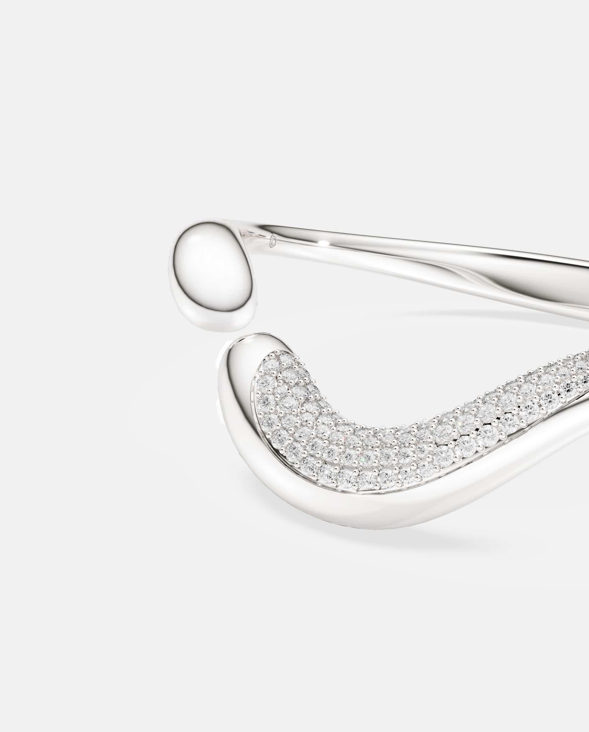 Imagen 2 de Brazalete classica abierto de plata de ley - Swarovski - Blanco Blanco