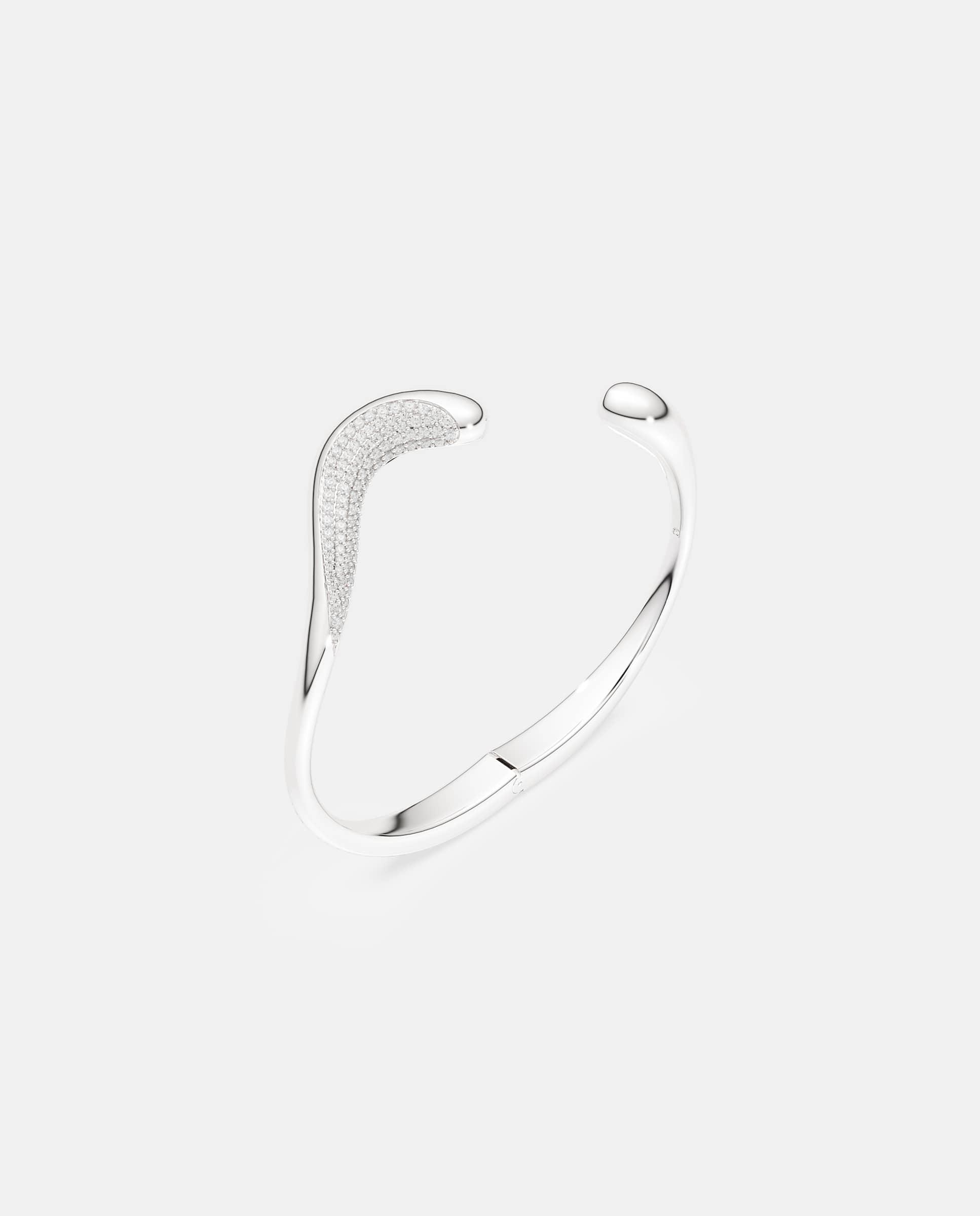 Imagen 3 de Brazalete classica abierto de plata de ley - Swarovski - Blanco Blanco