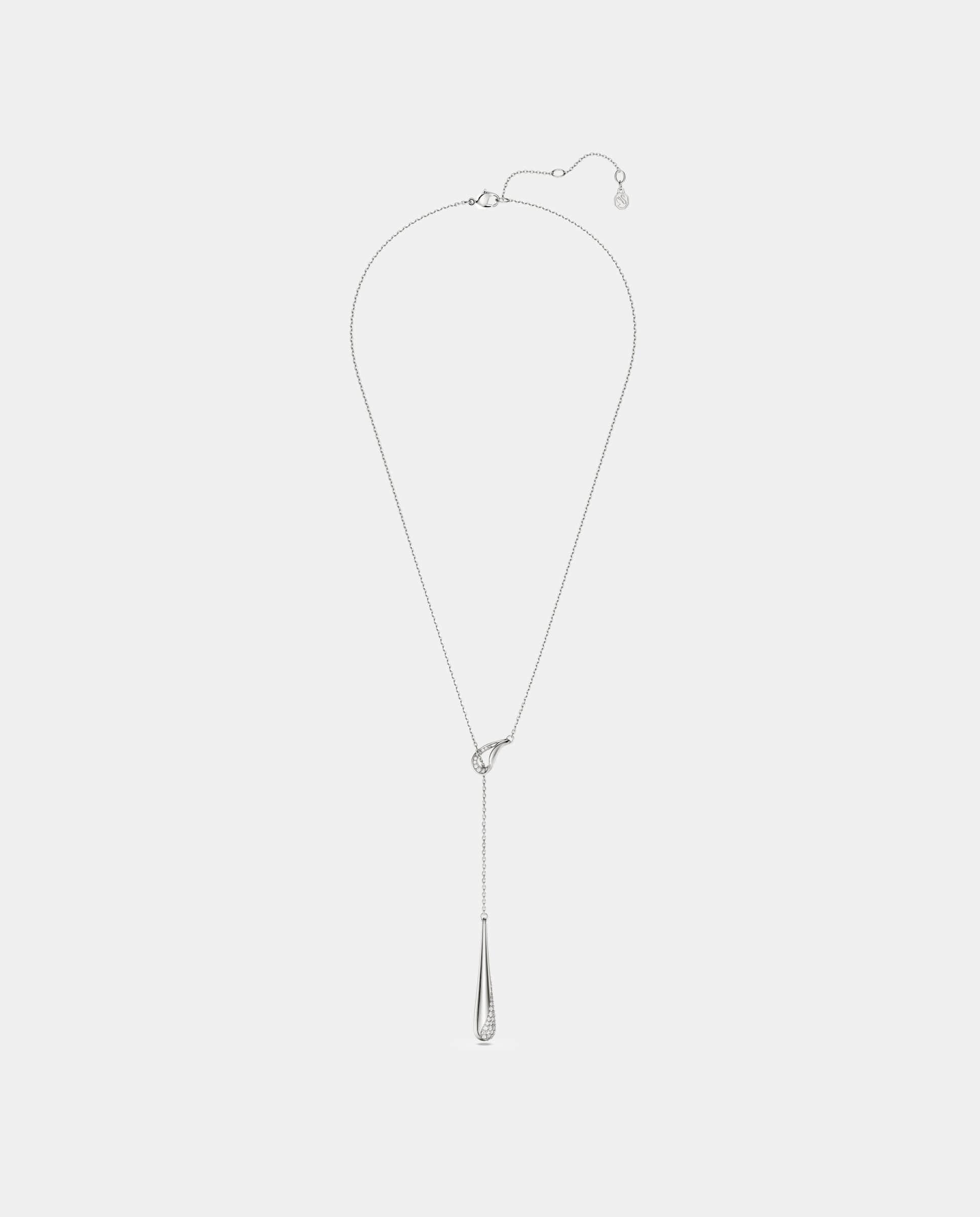 Colgante en y classica en plata de ley - Swarovski - Blanco Blanco-2