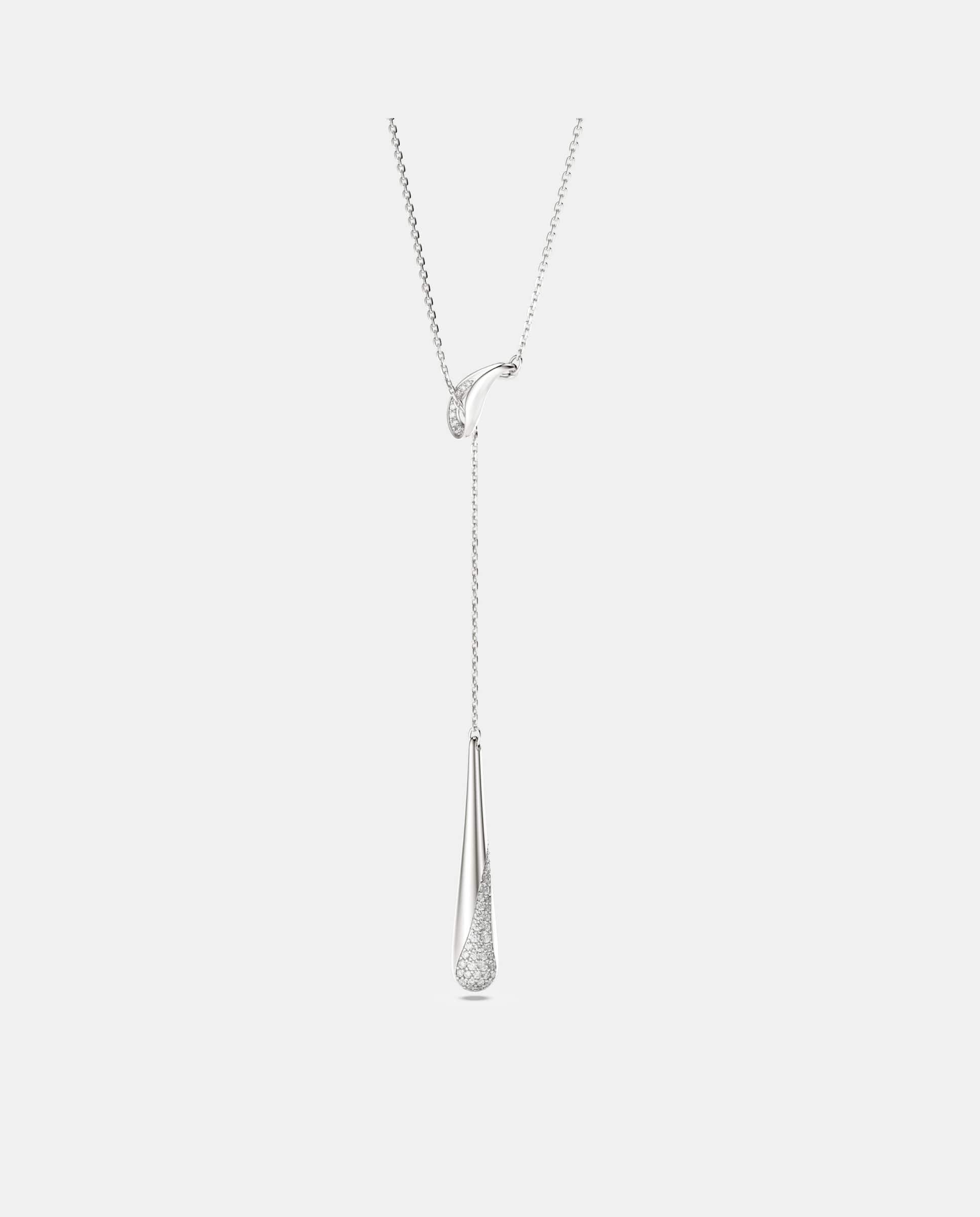 Colgante en y classica en plata de ley - Swarovski - Blanco Blanco-3