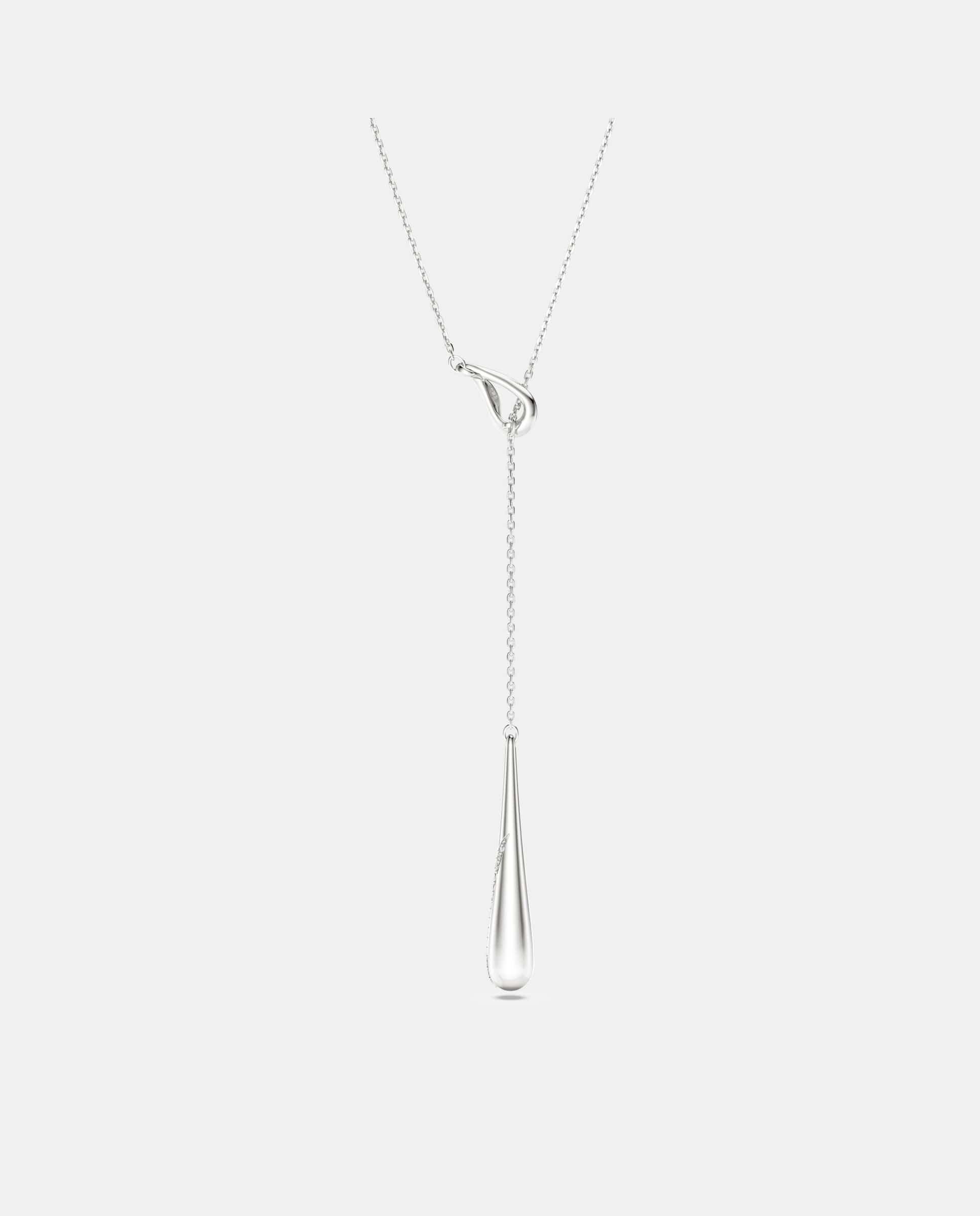 Colgante en y classica en plata de ley - Swarovski - Blanco Blanco-5