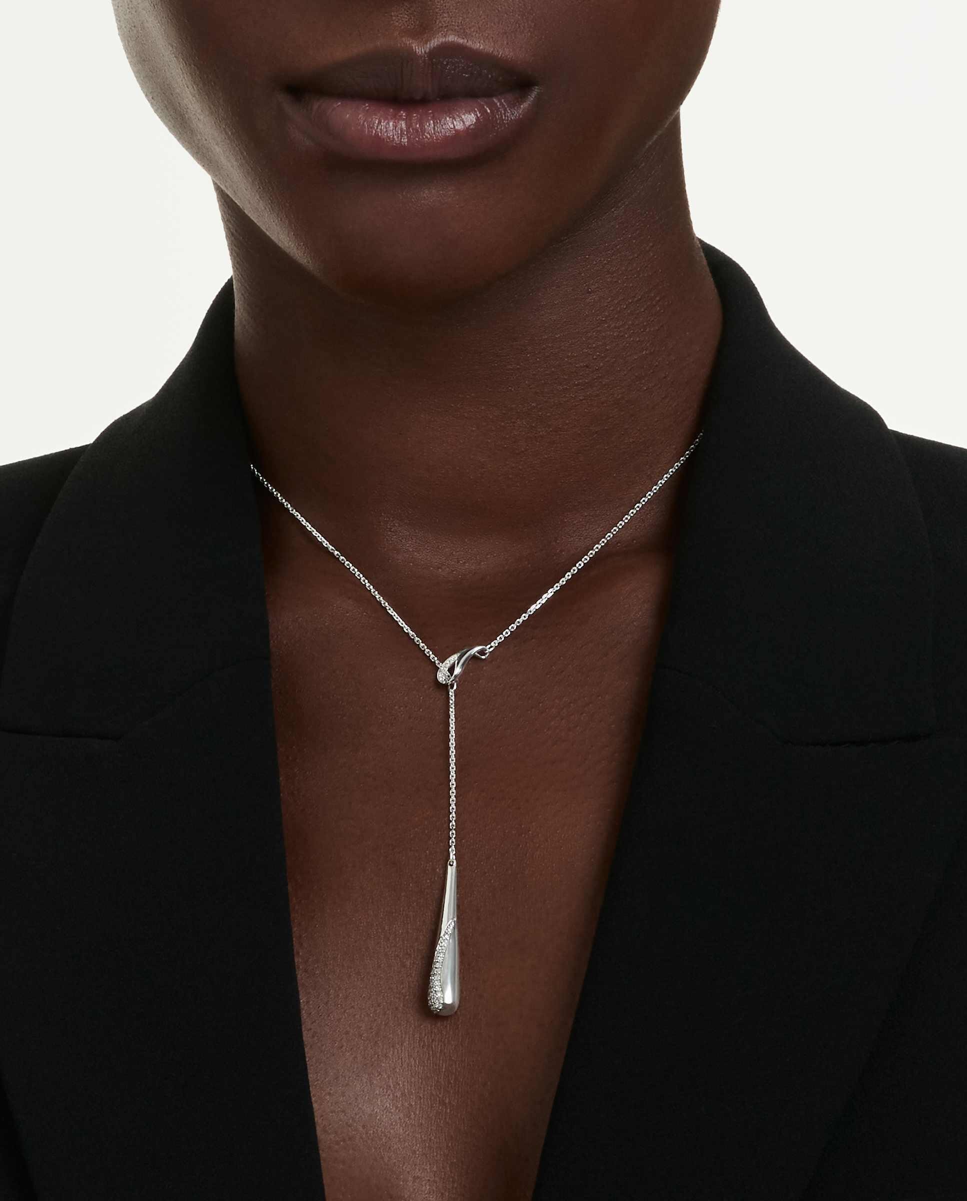 Colgante en y classica en plata de ley - Swarovski - Blanco Blanco-6