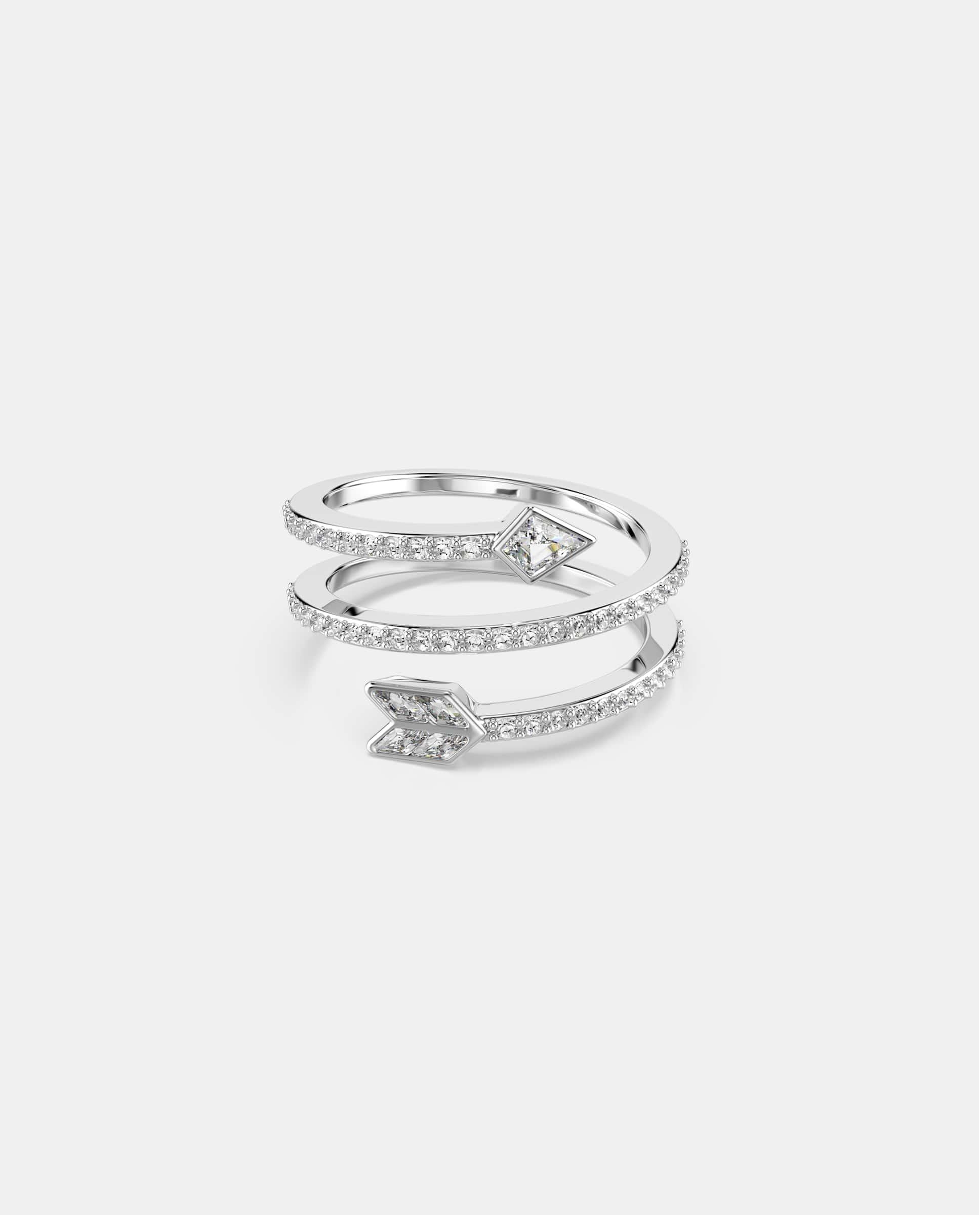 Anillo con motivo idyllia en espiral con baño de rodio - Swarovski - Blanco Blanco-1