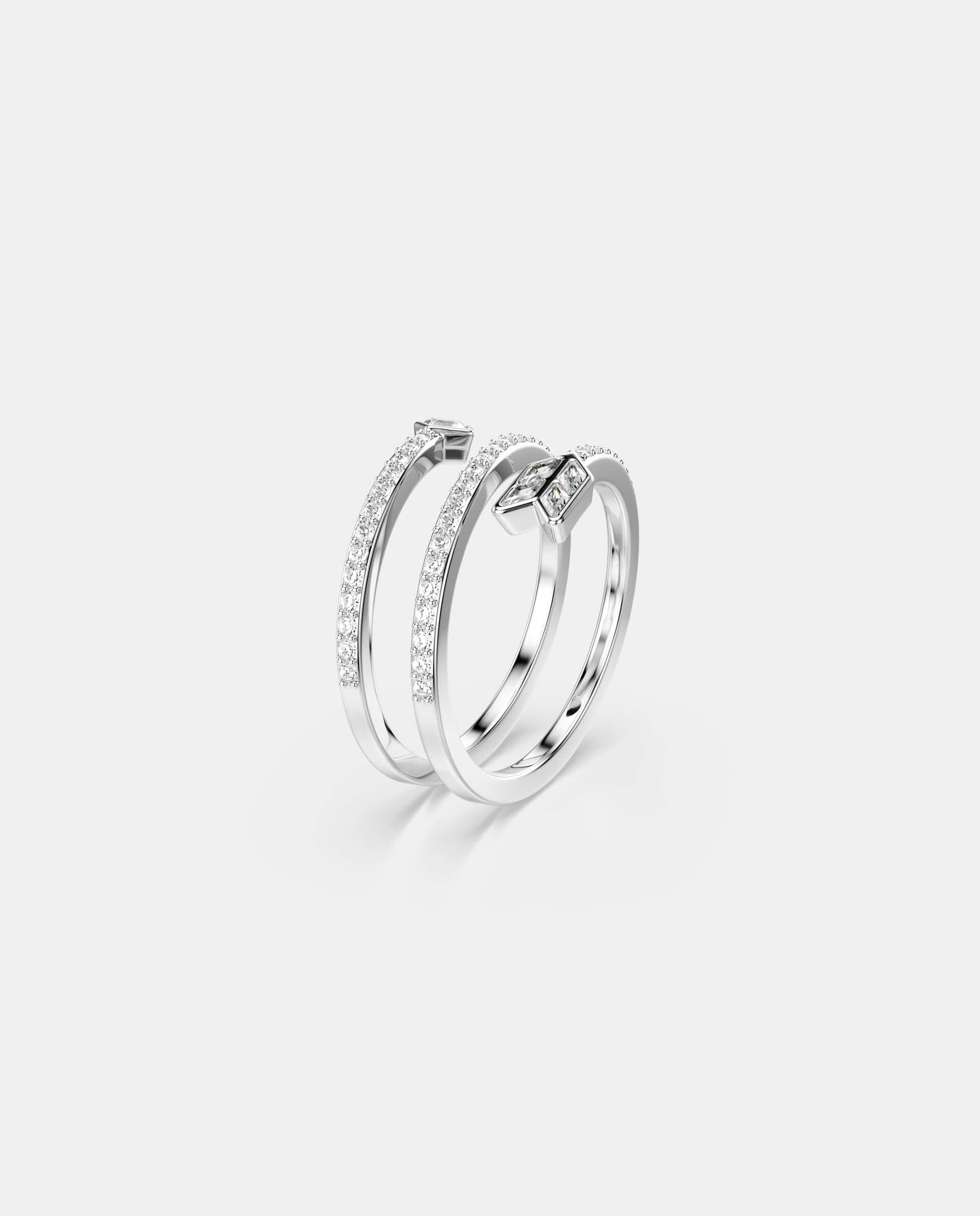 Anillo con motivo idyllia en espiral con baño de rodio - Swarovski - Blanco Blanco-2