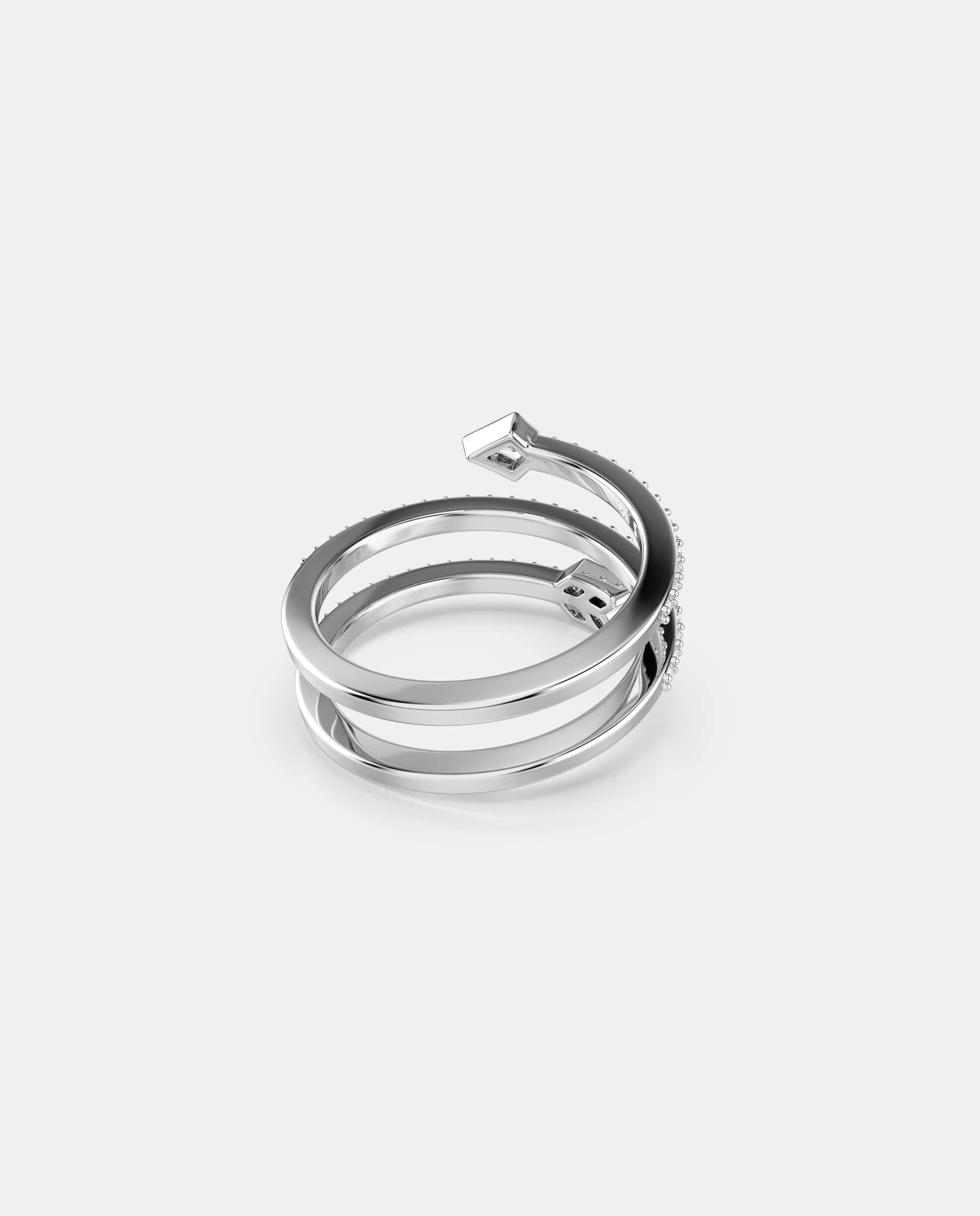 Anillo con motivo idyllia en espiral con baño de rodio - Swarovski - Blanco Blanco-4