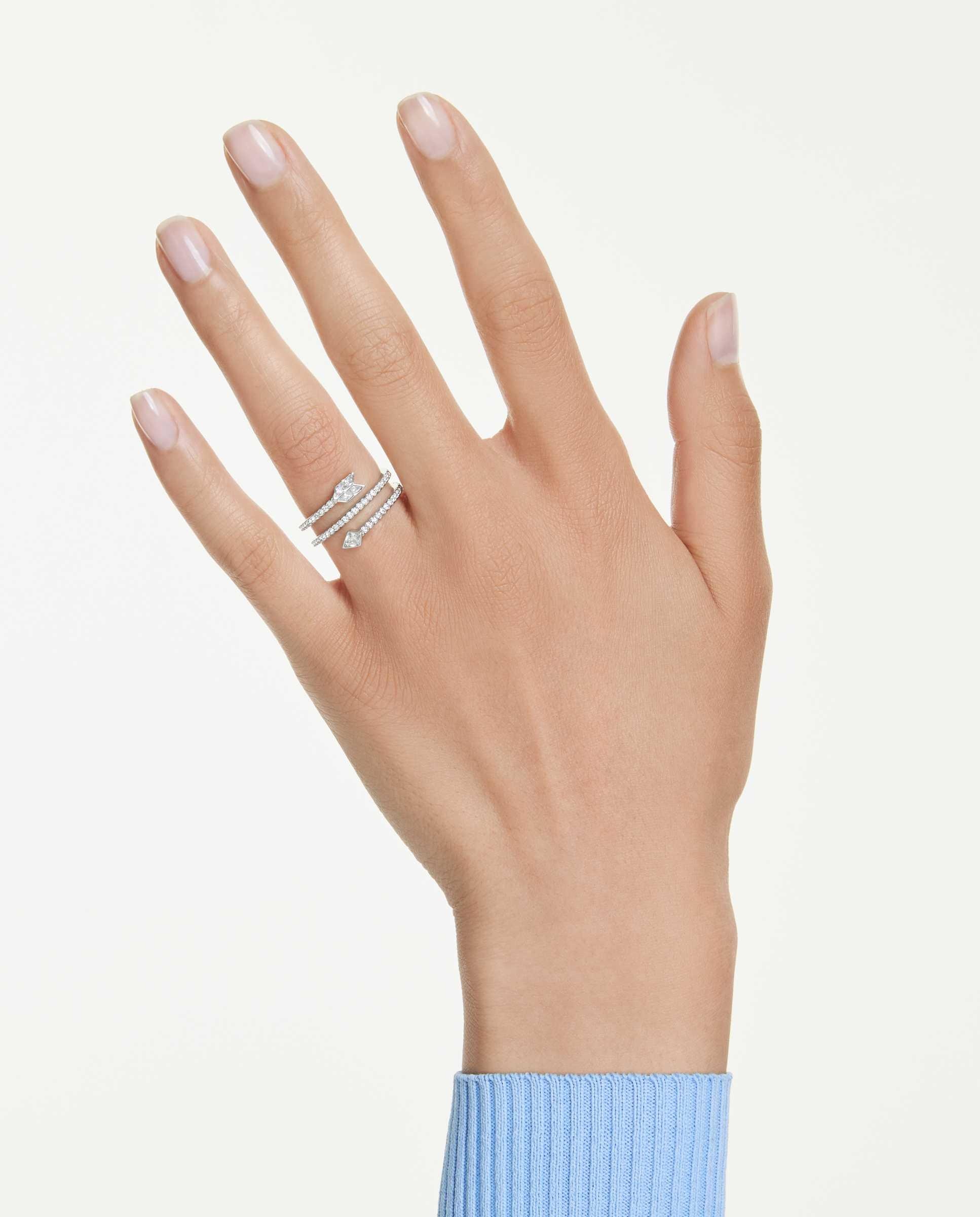 Anillo con motivo idyllia en espiral con baño de rodio - Swarovski - Blanco Blanco-5