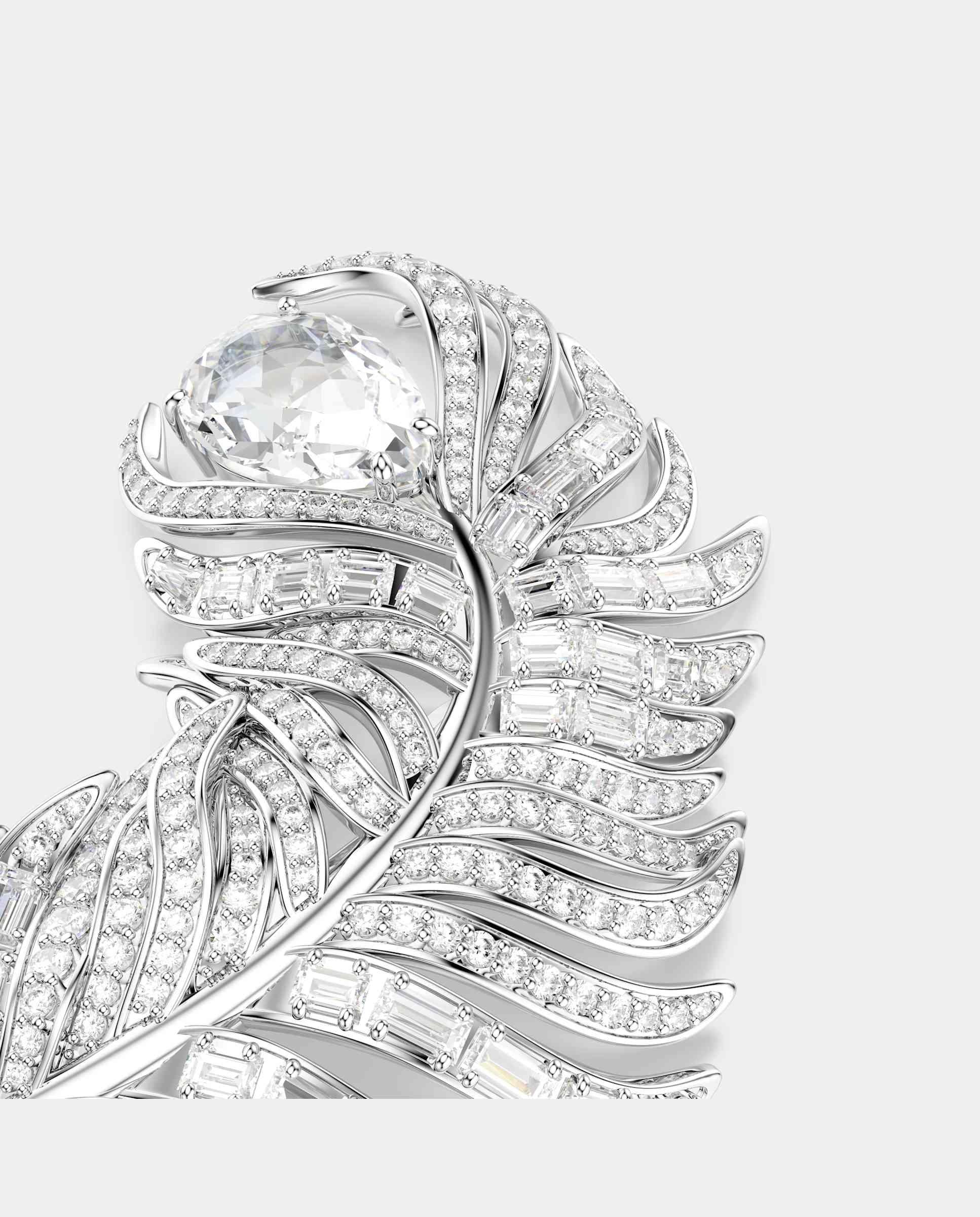 Broche vienna con circonitas y baño de rodio - Swarovski - Blanco Blanco-2